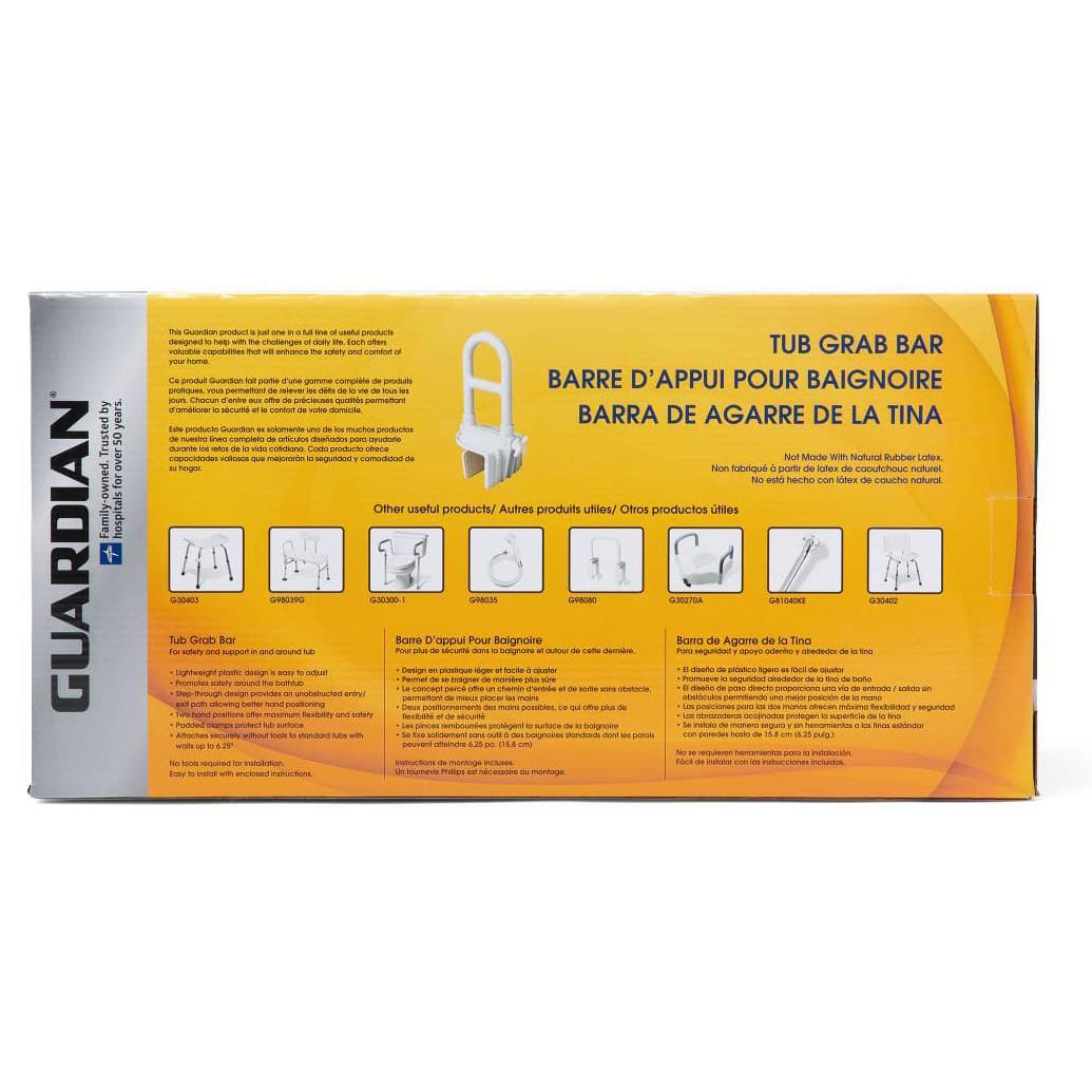 Medline Bilevel Bathtub Grab Bar, Adjustable Safety Rail - Image 4