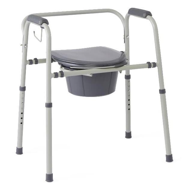 Medline Knockdown Bedside Commode with Microban, Gray