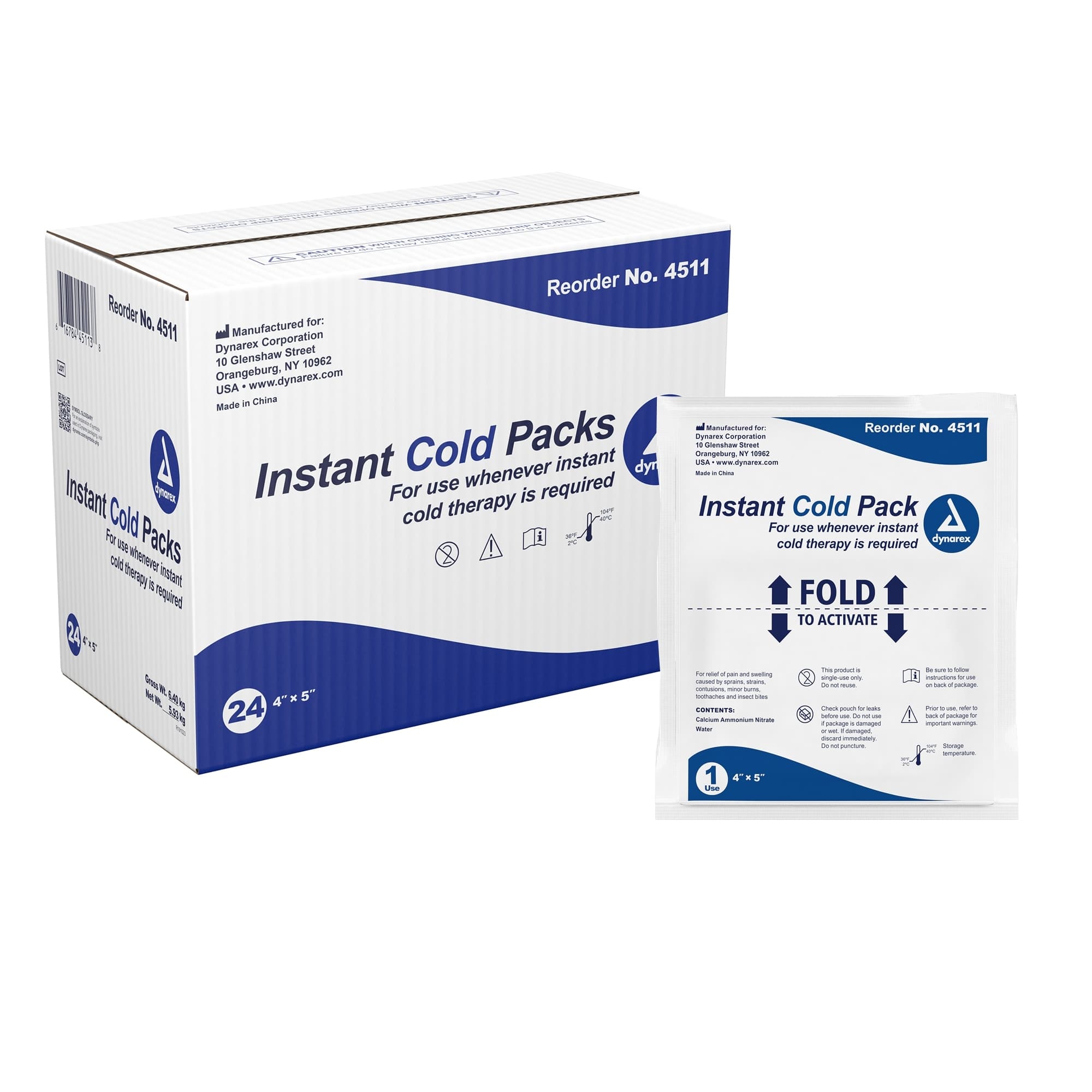 Dynarex Instant Cold Pack, 4 x 5 inch - Case of 24 - Image 1