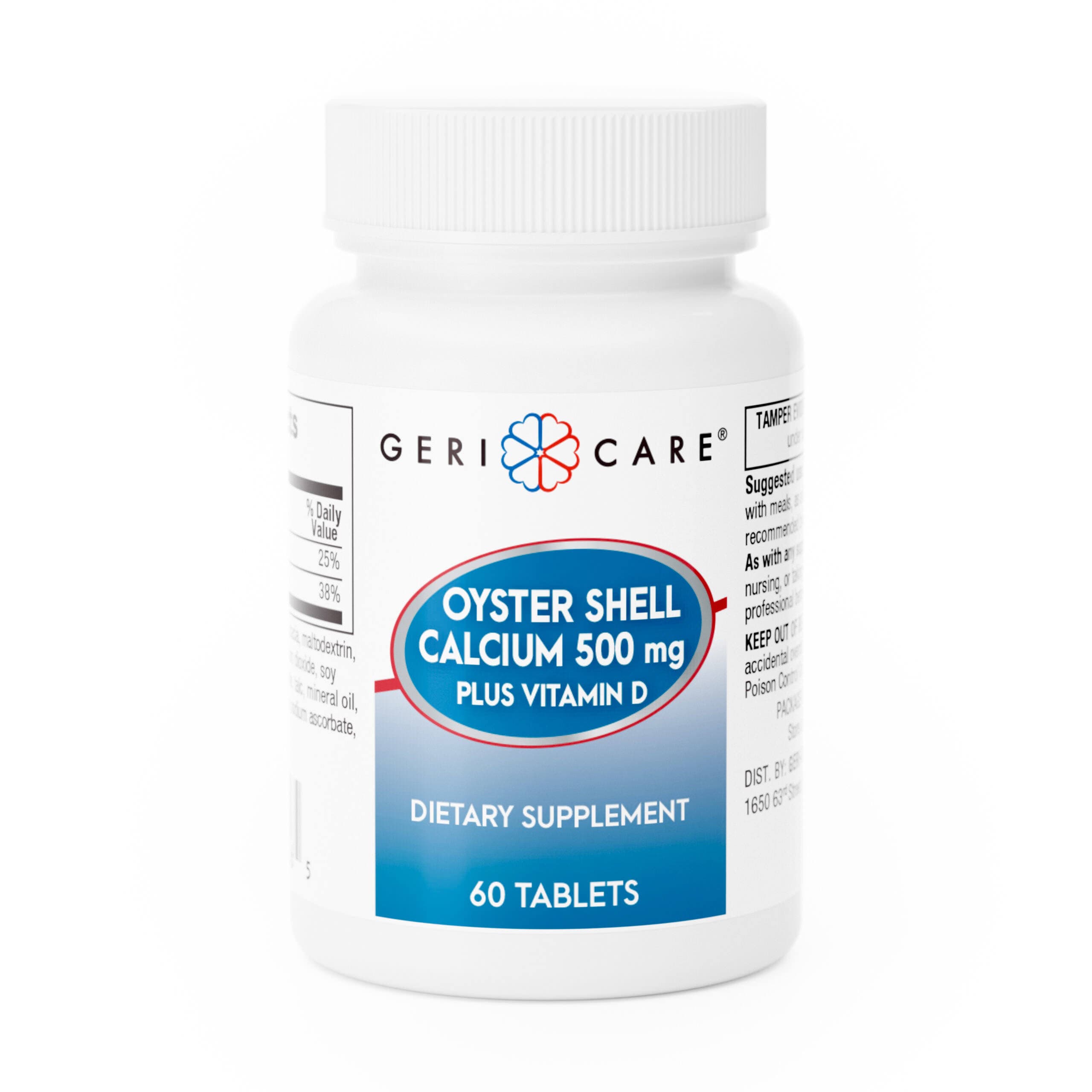 Geri-Care Oyster Shell Calcium 500mg Plus Vitamin D Supplement Tablets