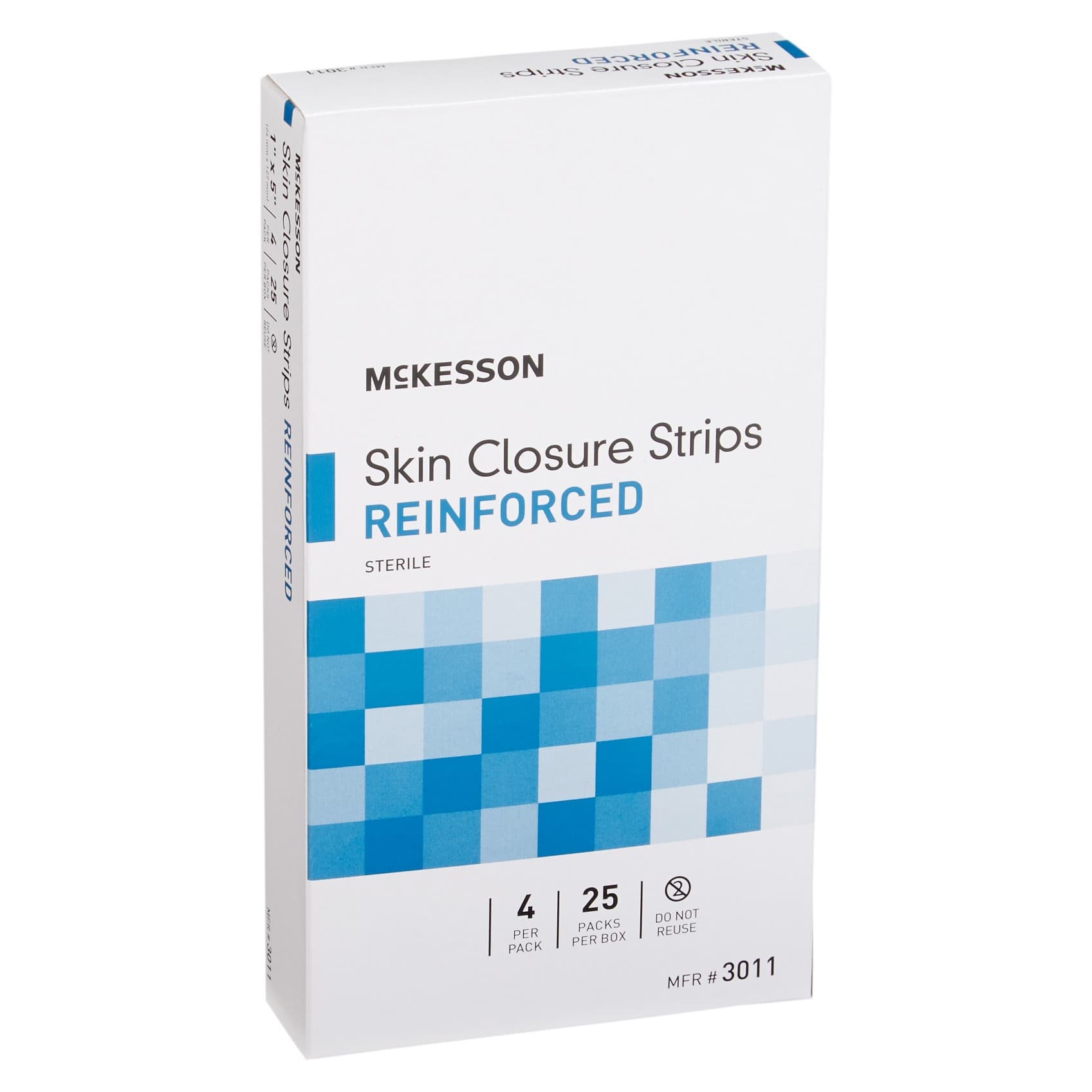 McKesson Skin Closure Strip Sterile, White, Reinforced Strip, 1 x 5 Inch - Package of 4 - Image 1
