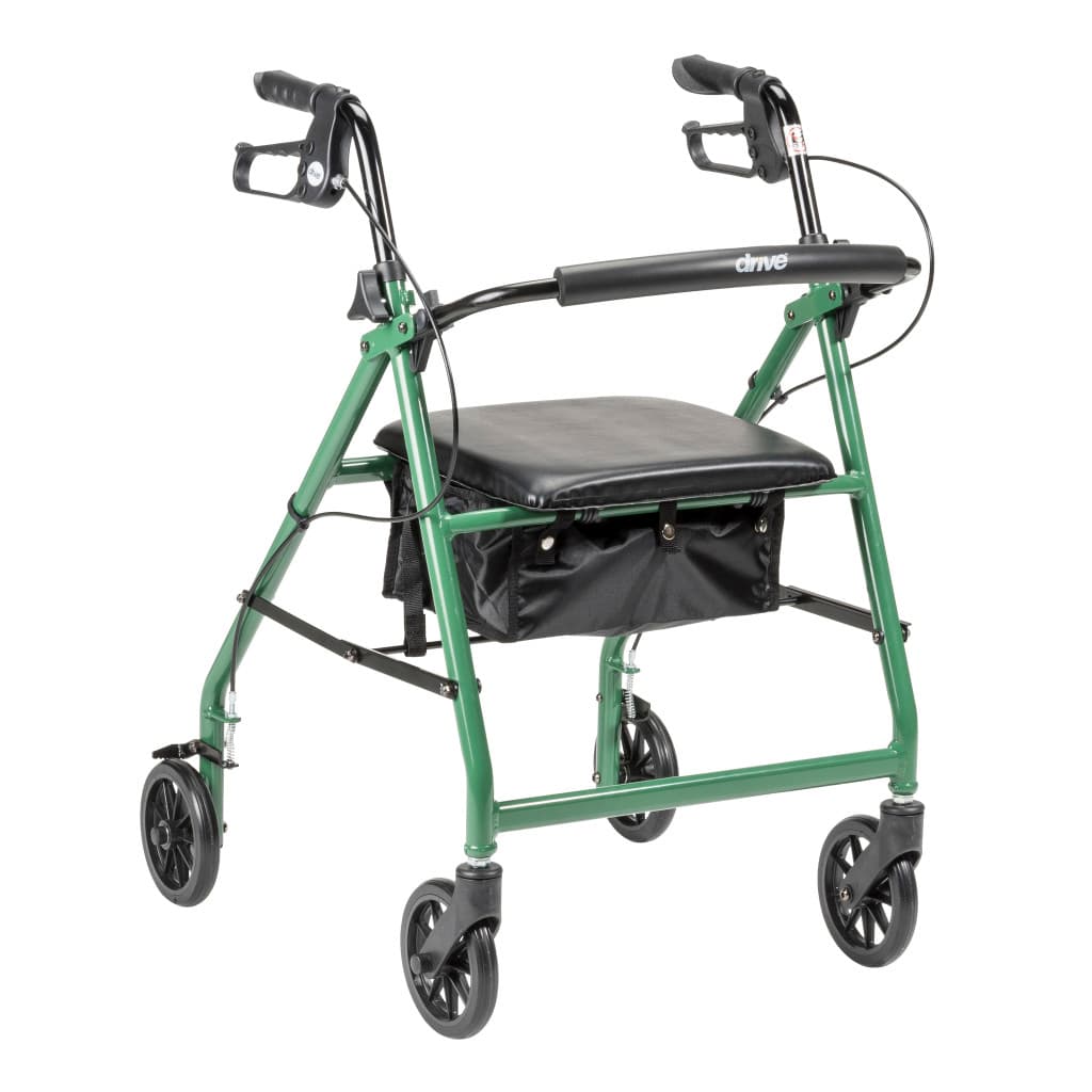 Drive Aluminum Rollator With 6 Casters, Green - Each - Image 1