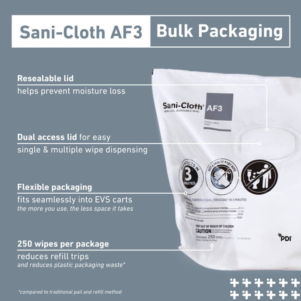 PDI Sani-Cloth AF3 Germicidal Disposable Wipes Large Canister, 6" x 6-3/4" - Image 3
