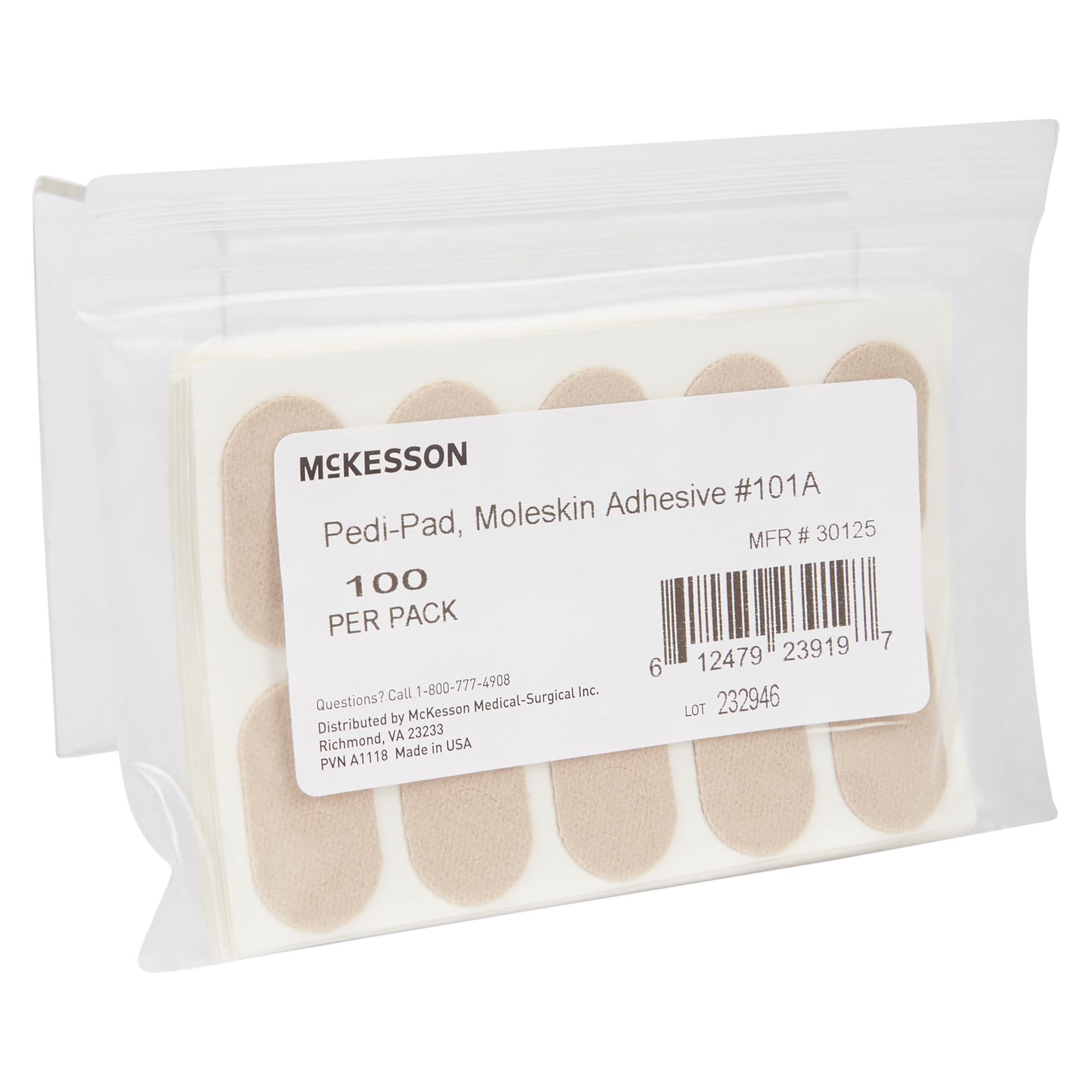 McKesson Pedi-Pad Protective Pad Beige Adhesive Foot Adult, Size 101-A - Package of 100 - Image 1