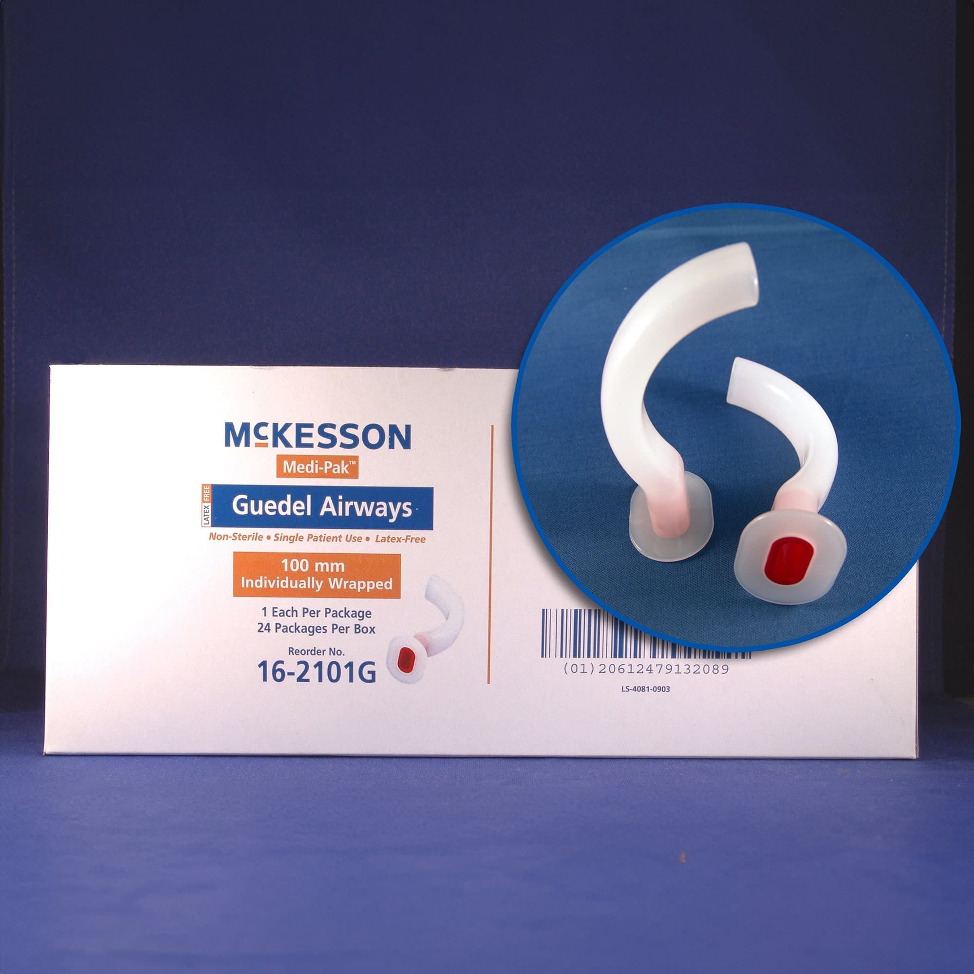 McKesson Guedel Oropharyngeal Airway Single Patient Use, Blue, ISO 5, 50 mm Length, 0 to 50 mm - Box of 24 - Image 1