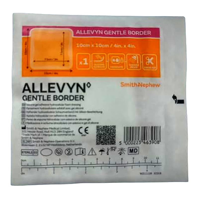 Allevyn Gentle Adhesive Hydrocellular Foam Dressing with Border, 4" x 4" - Image 1