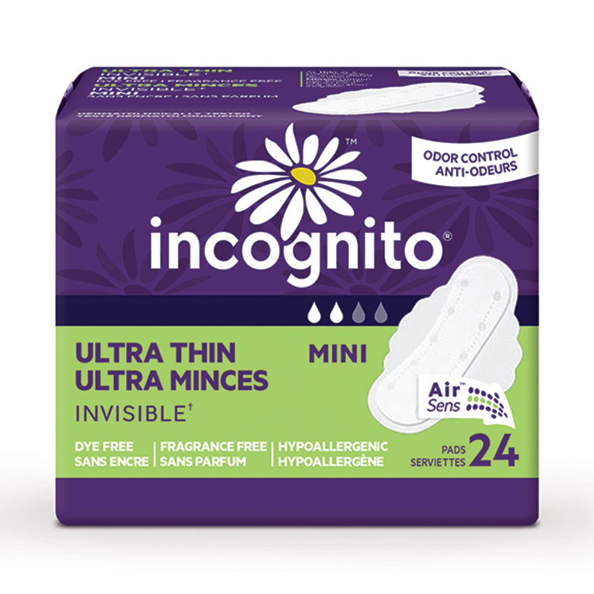 Incognito Feminine Pad Ultra Thin with Wings, Light Absorbency