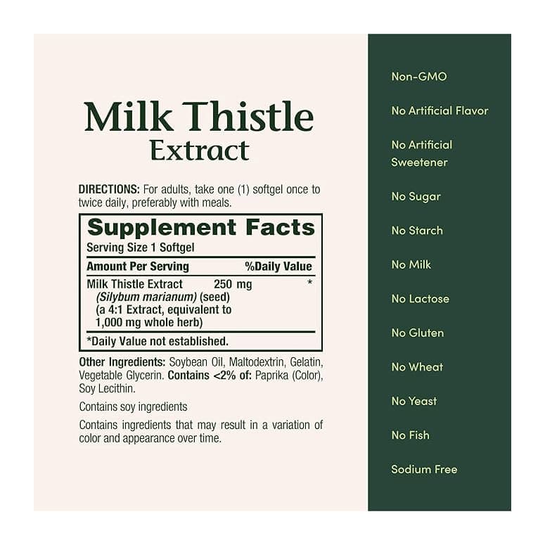 Nature's Bounty Silymarin Milk Thistle Softgels, 1000 mg - Bottle of 50 - Image 2