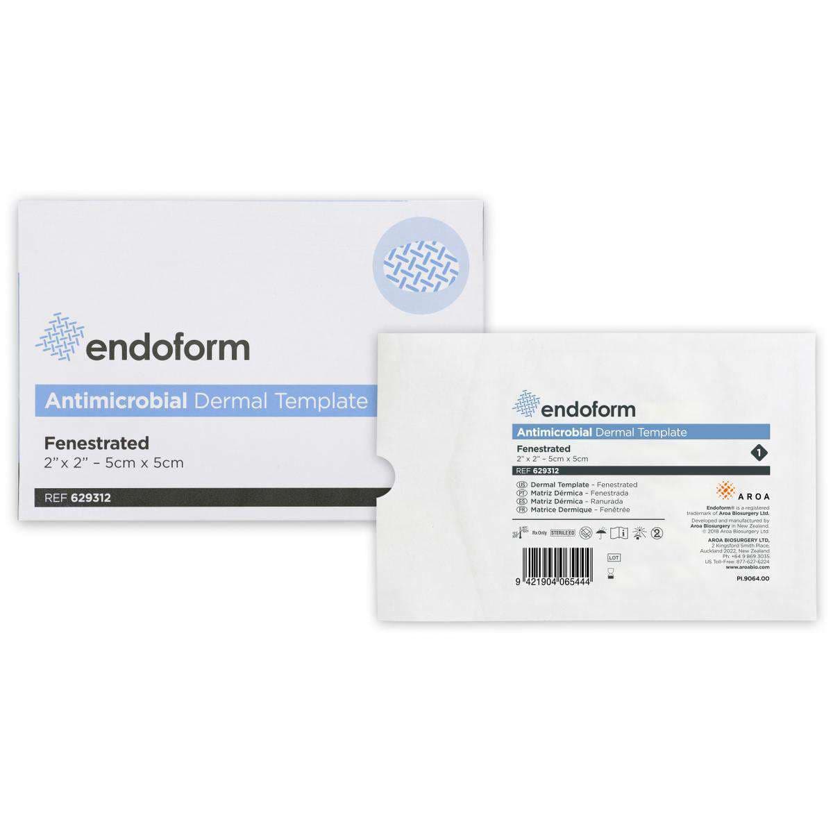 Endoform Fenestrated Antimicrobial Dermal Template Collegen Dressing, 2 x 2 Inch - Box of 10 - Image 1