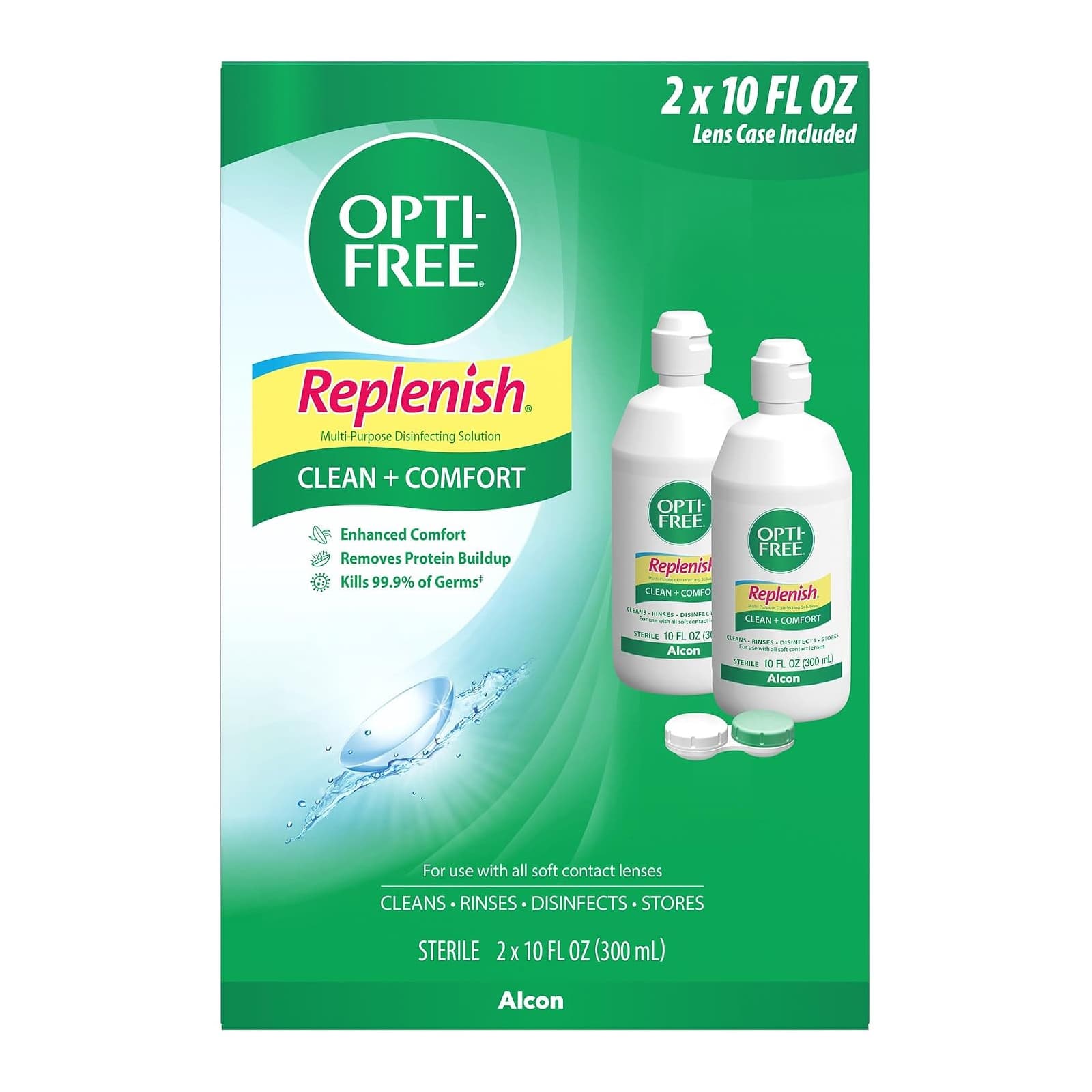 Alcon Opti-Free Replenish Contact Lens Solution, 10 oz - Package of 2 - Image 2