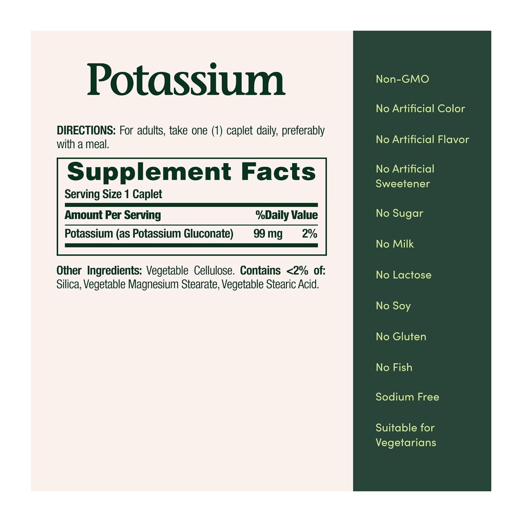 Nature's Bounty Potassium Caplets, 99 mg - Bottle of 100 - Image 3
