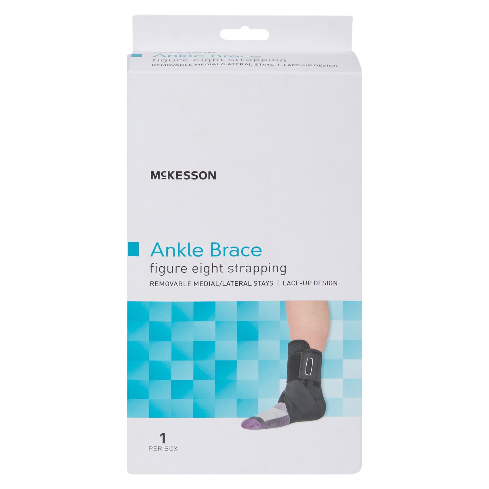 McKesson Ankle Brace Black Lace-Up Figure-8 Strap, Hook and Loop Closure, 11 to 12" Circum., Small - Each - Image 1