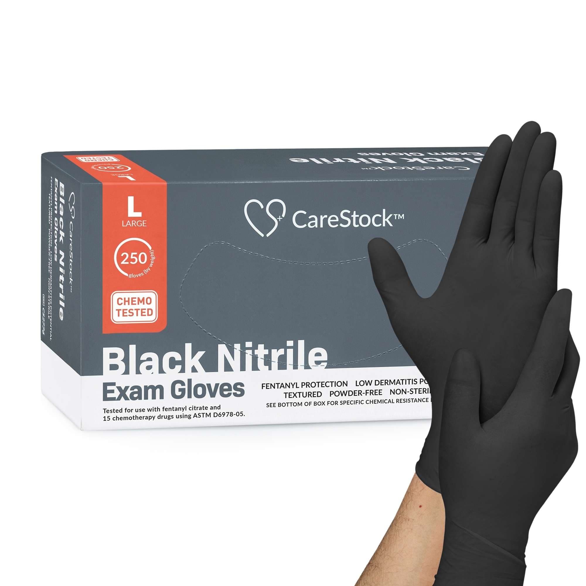 CareStock Large Black Nitrile Exam Gloves - Case of 2500 - Image 1