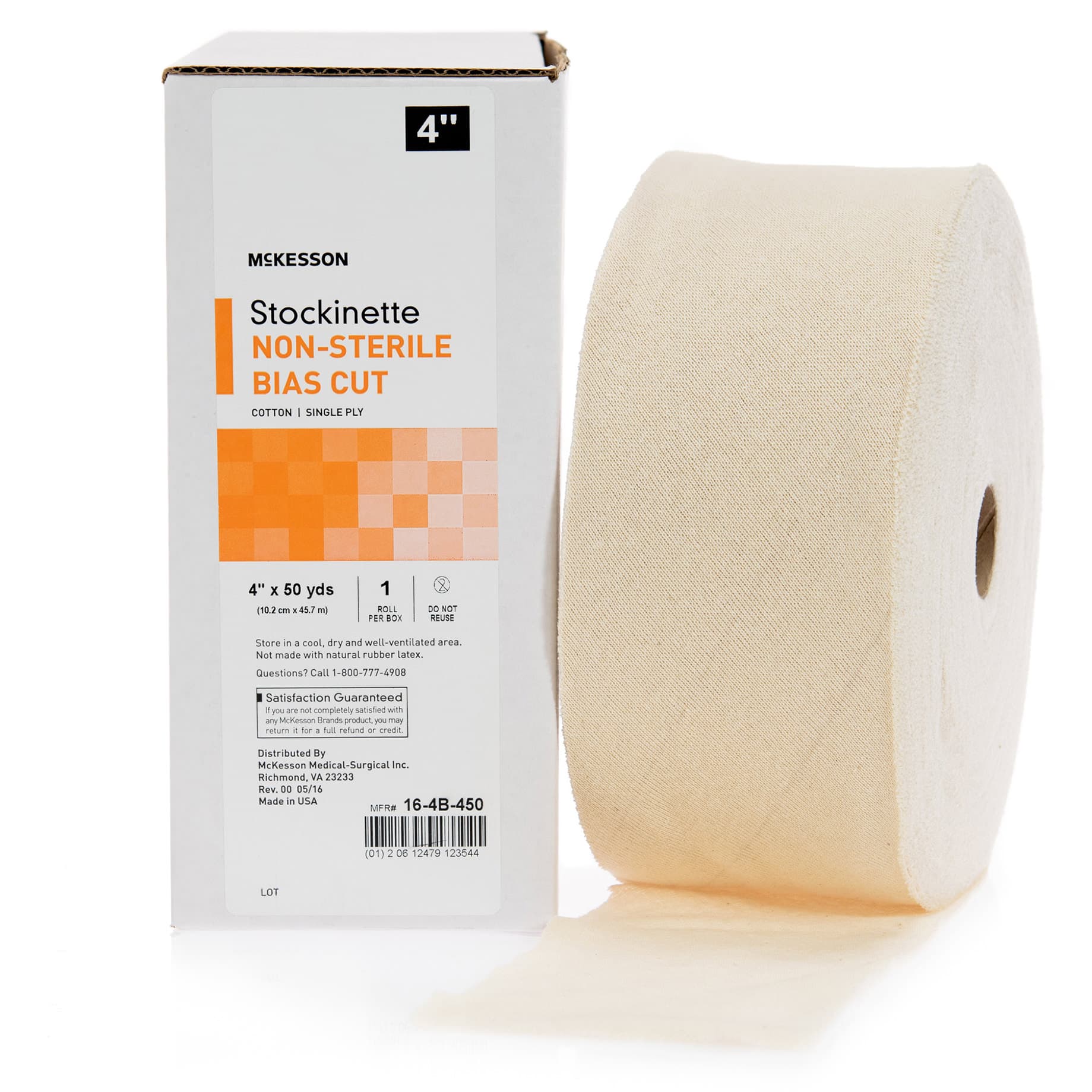 McKesson Bias Cut Stockinette Beige NonSterile, 4 Inch x 50 Yard, Size 1 - Each - Image 1