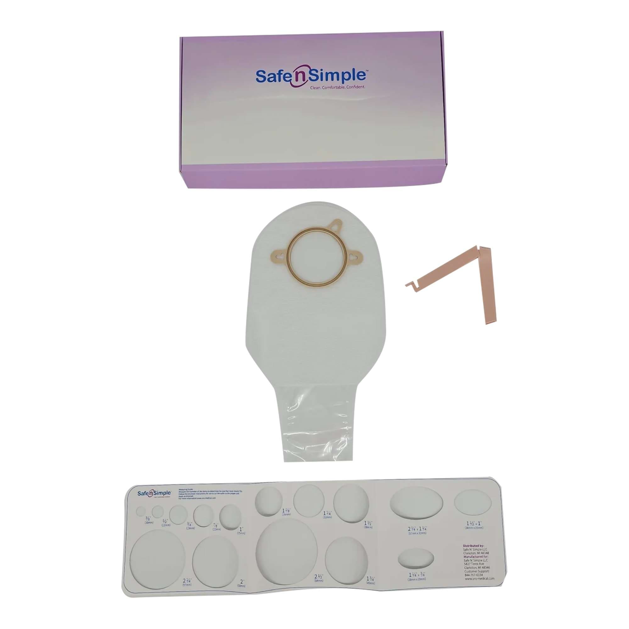 Safe N Simple Transparent Two-Piece System Ostomy Pouch, 45 mm Flange - Case of 80 - Image 1