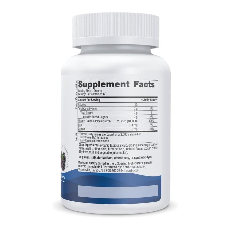 Nordic Naturals Vitamin D3 Gummies, Wild Berry - Bottle of 60 - Image 2