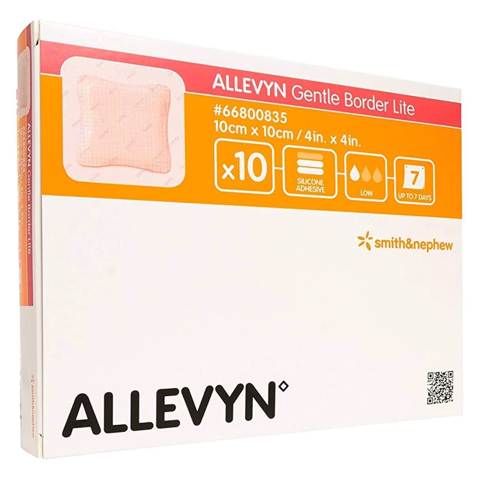 Allevyn Gentle Border Lite Adhesive Hydrocellular Foam Dressing, 4" x 4" - Box of 10 - Image 1