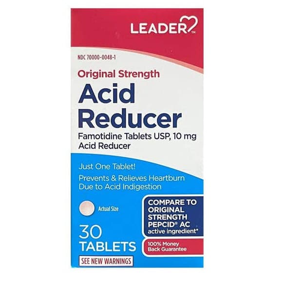 Leader Famotidine Acid Reducer Tablets, 10 mg, 30 Count - Each