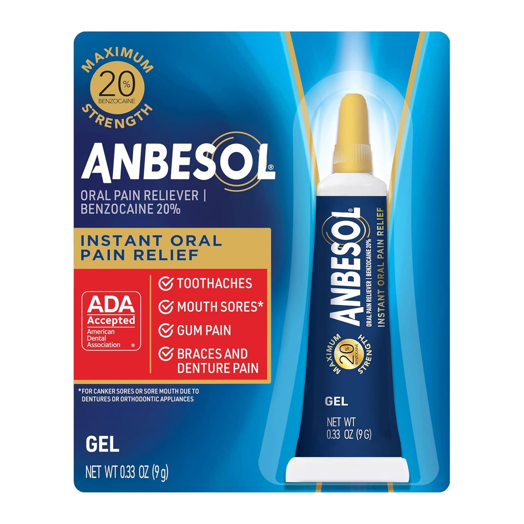 Anbesol Maximum Strength Oral Pain Relief Gel, 0.33 oz - Each
