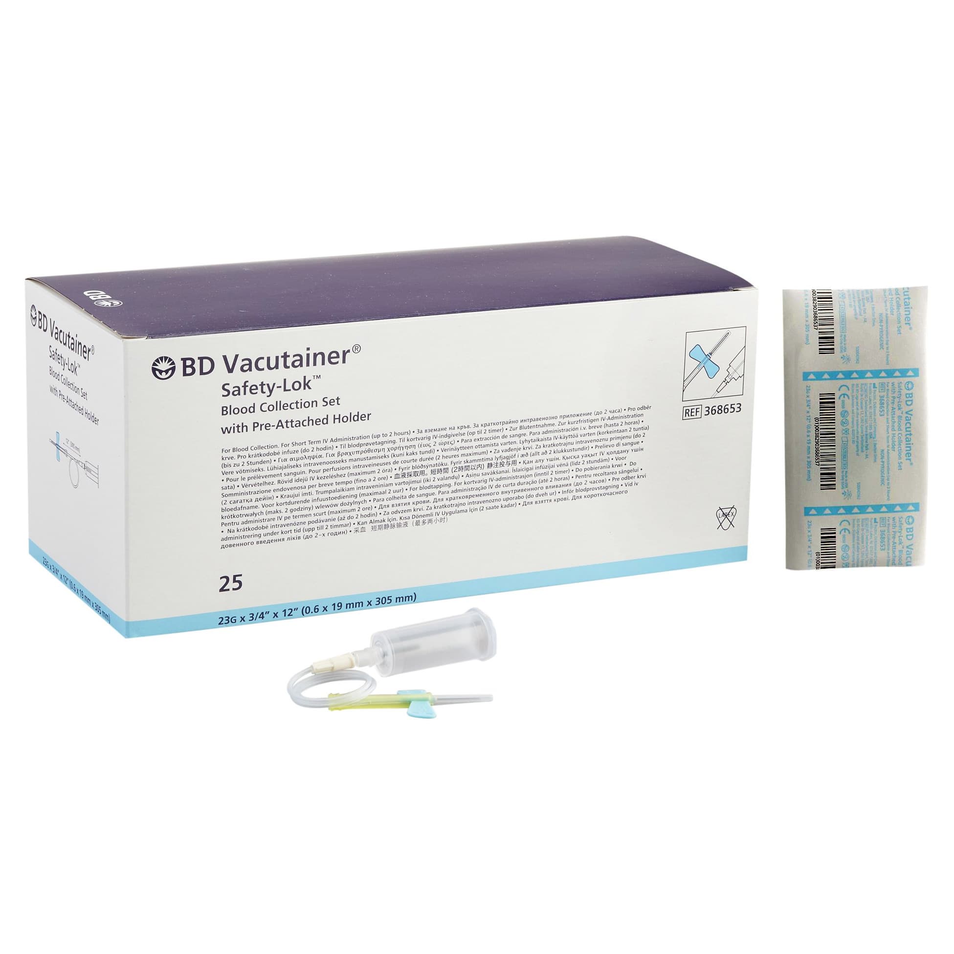 BD Vacutainer Safety-Lok Blood Collection Set with Holder, 23 Gauge - Box of 25 - Image 1