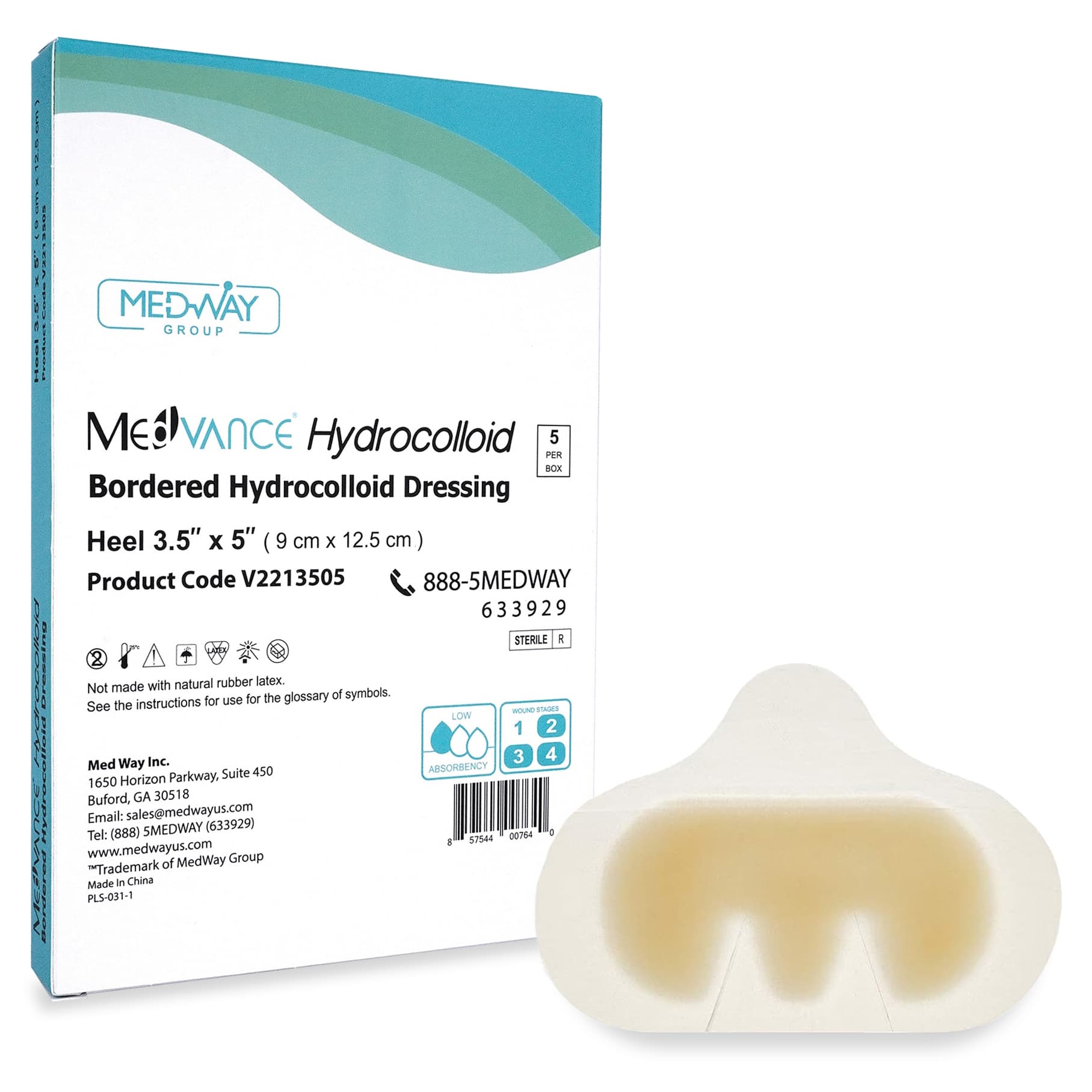 MedVance Heel Bordered Hydrocolloid Dressing, 3 x 5 Inch - Box of 5 - Image 1