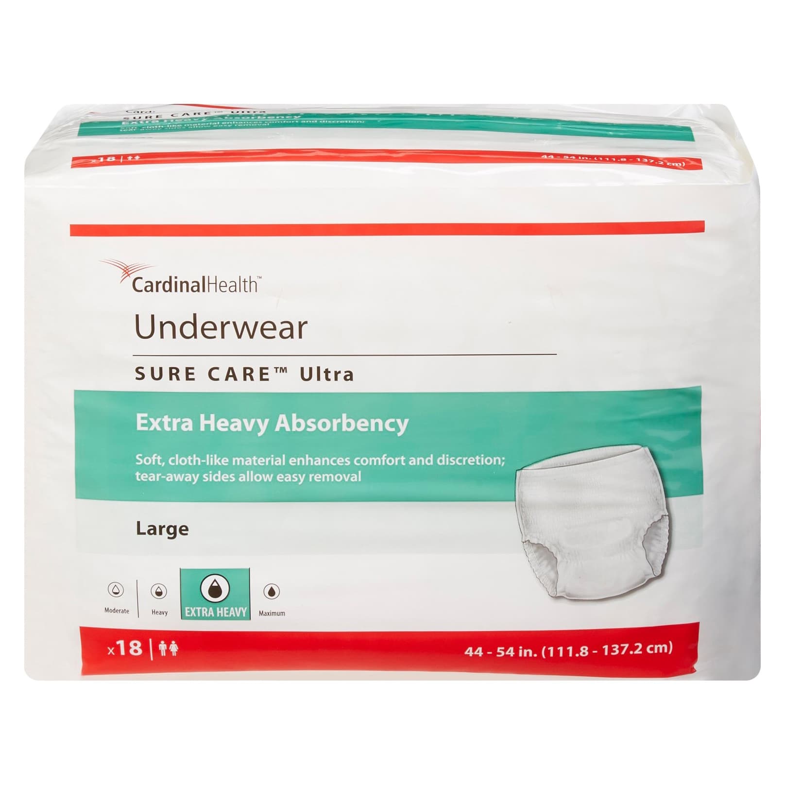 Cardinal Health Sure Care Ultra Underwear, Large - Package of 18 - Image 1
