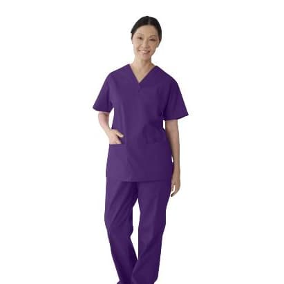 Medline ComfortEase Women's V-neck Tunic Scrub Top, 2-Pockets, Rich Purple, Medium - Each - Image 1