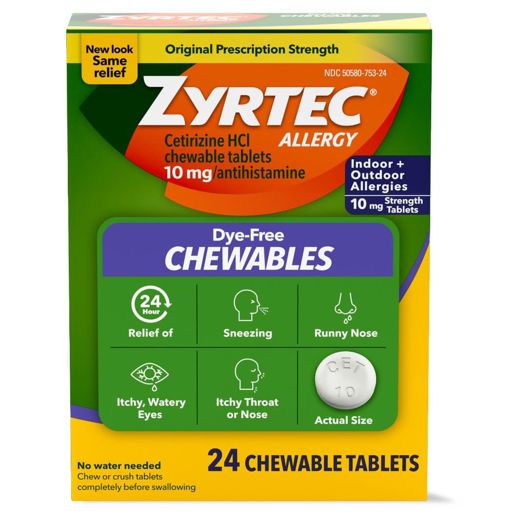 Zyrtec 24-Hour Allergy-Relief Chewable, Citrus - Case of 24 - Image 1