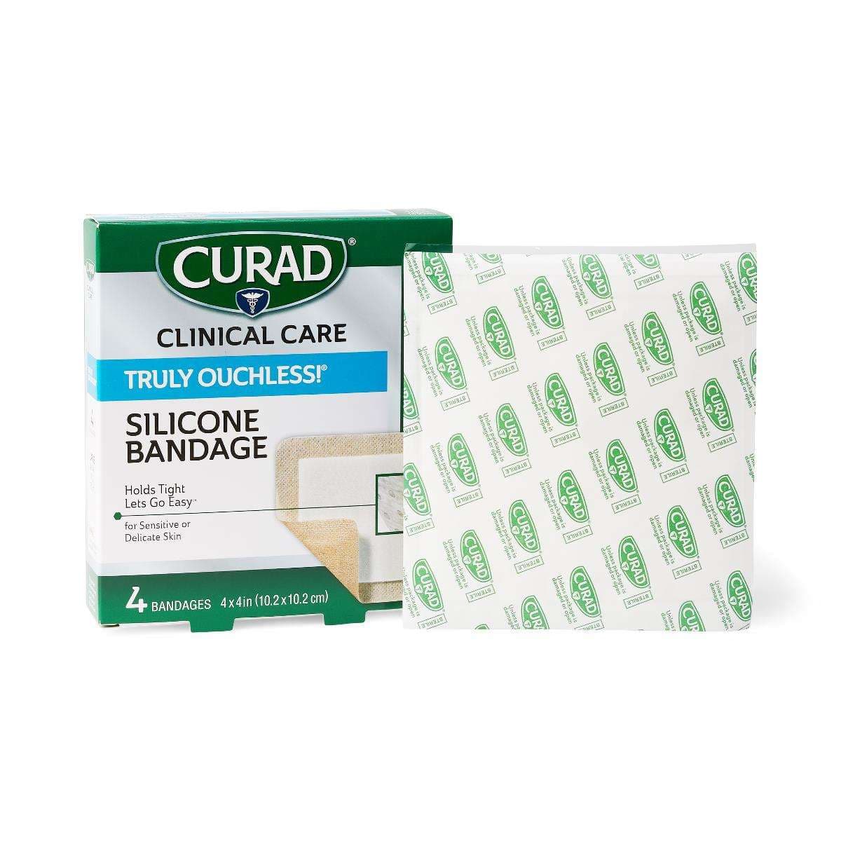 Curad Silicone Flexible Fabric Bandages, 4 x 4 Inch - Box of 4 - Image 1