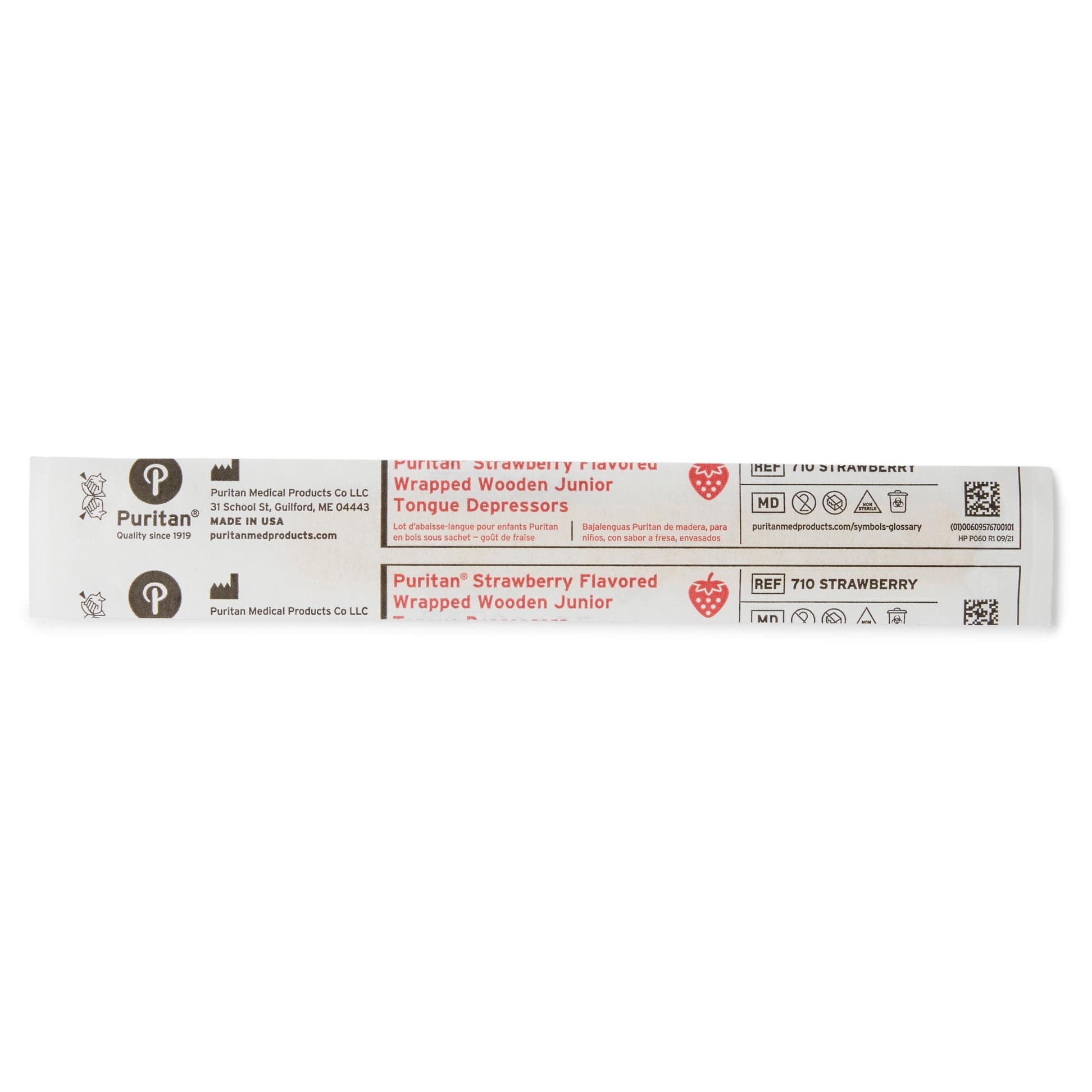 Puritan Junior Tongue Depressor, 5-1/2 Inch Length, Strawberry Flavor - Case of 1000 - Image 1