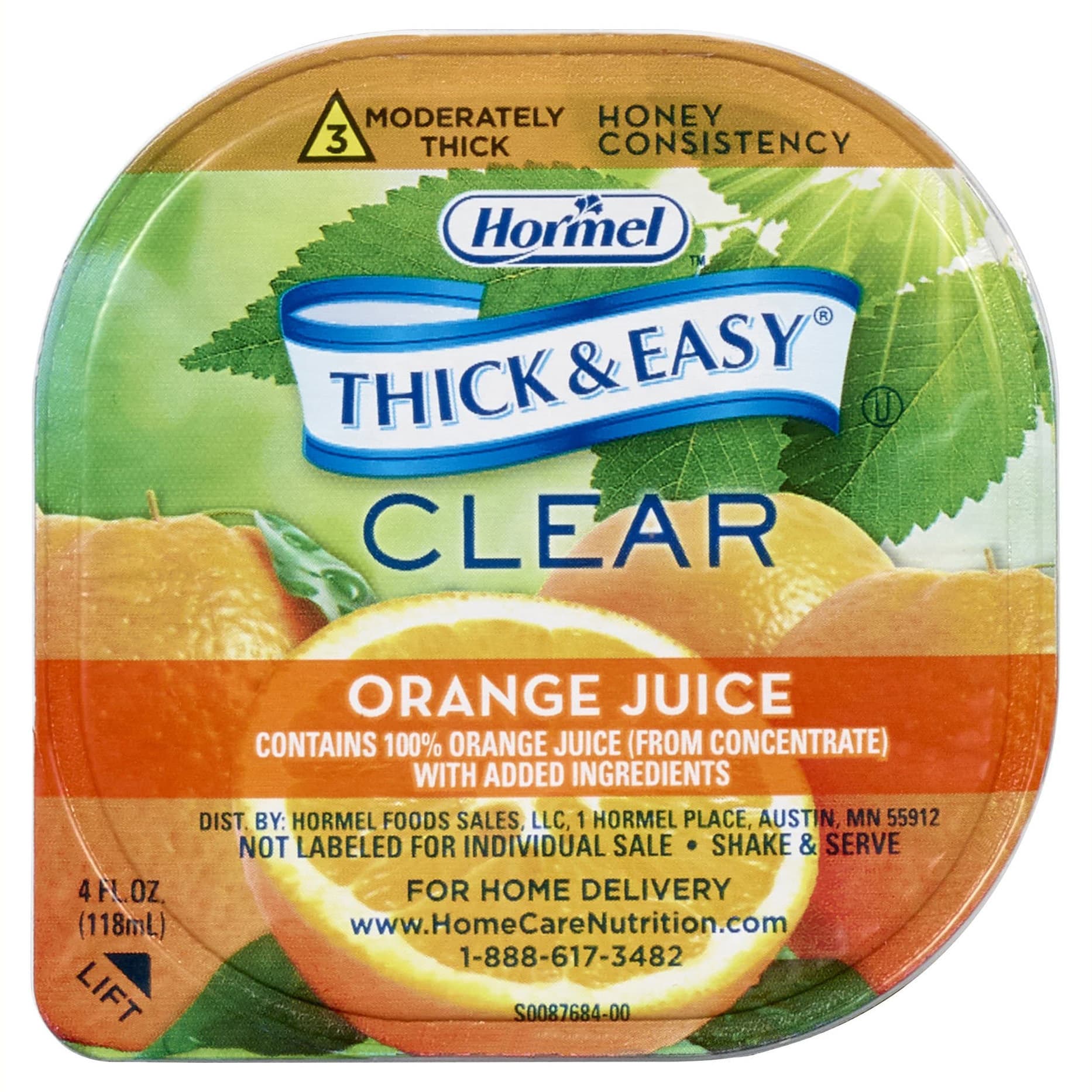 Thick and Easy Clear Honey Consistency Thickened Beverage, Orange Juice, 4 oz - Case of 24 - Image 1