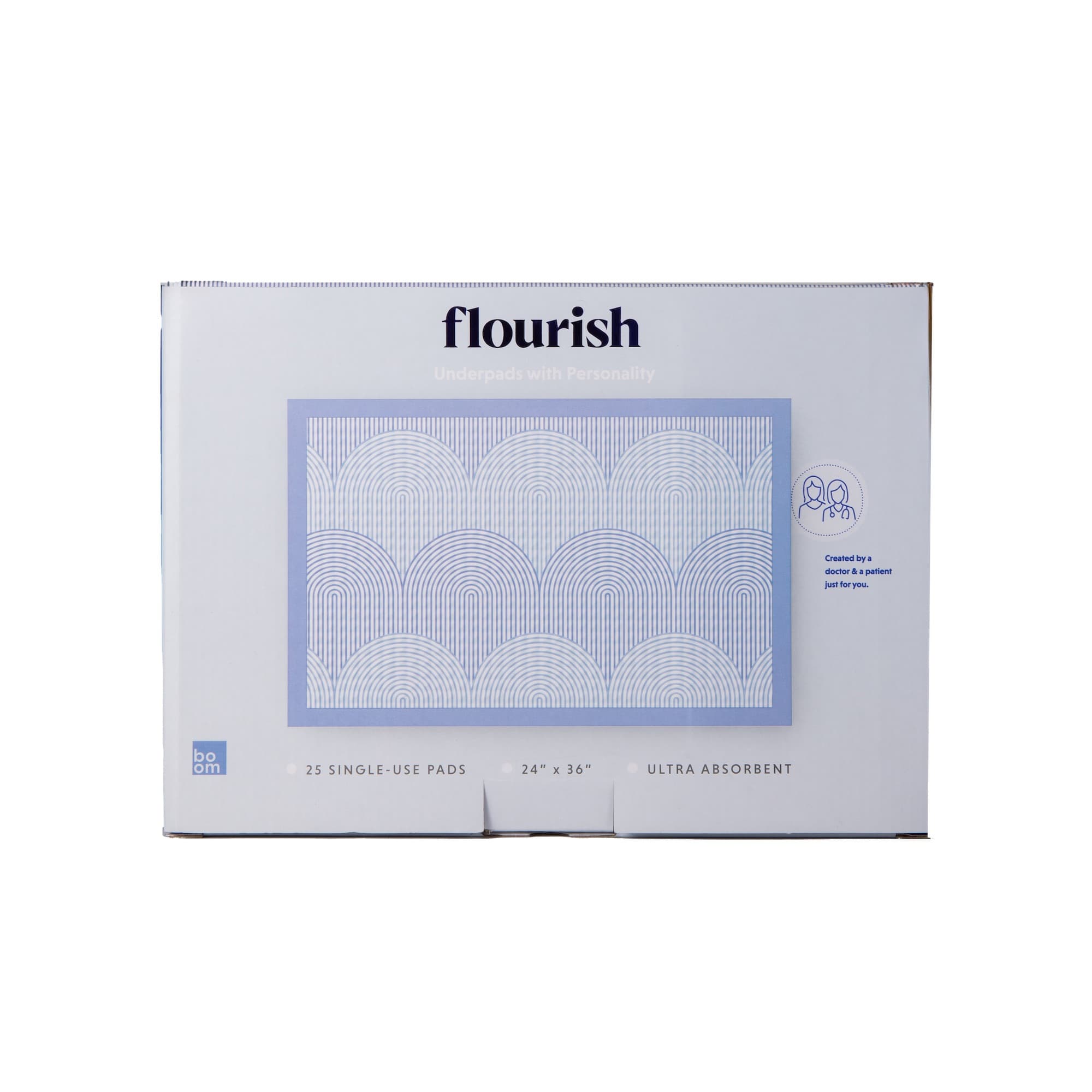 Flourish absorbent underpads, Periwinkle - Box of 25 - Image 1