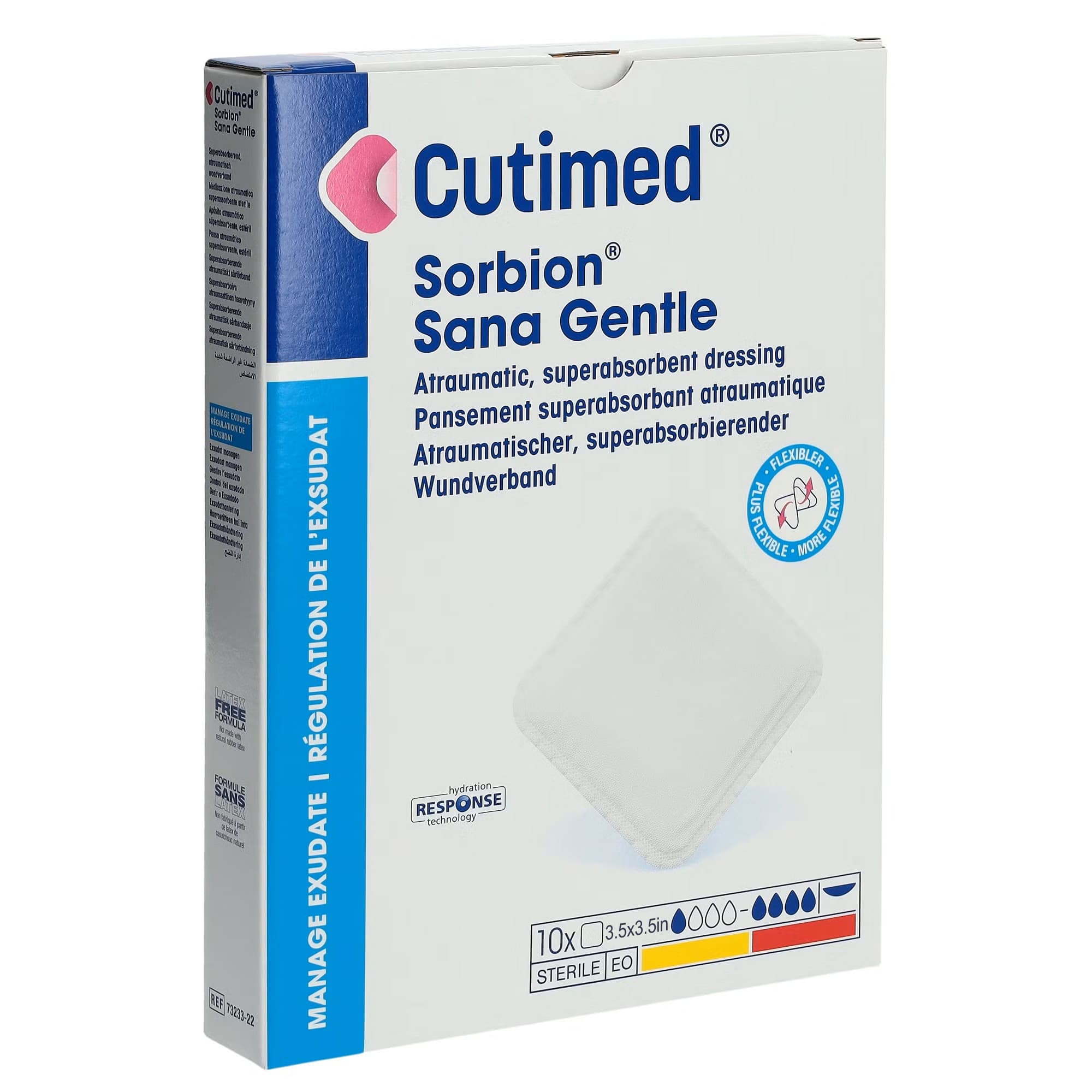 Cutimed Sorbion Sana Gentle Wound Dressing, 3.5 x 3.5 Inch - Box of 10 - Image 1