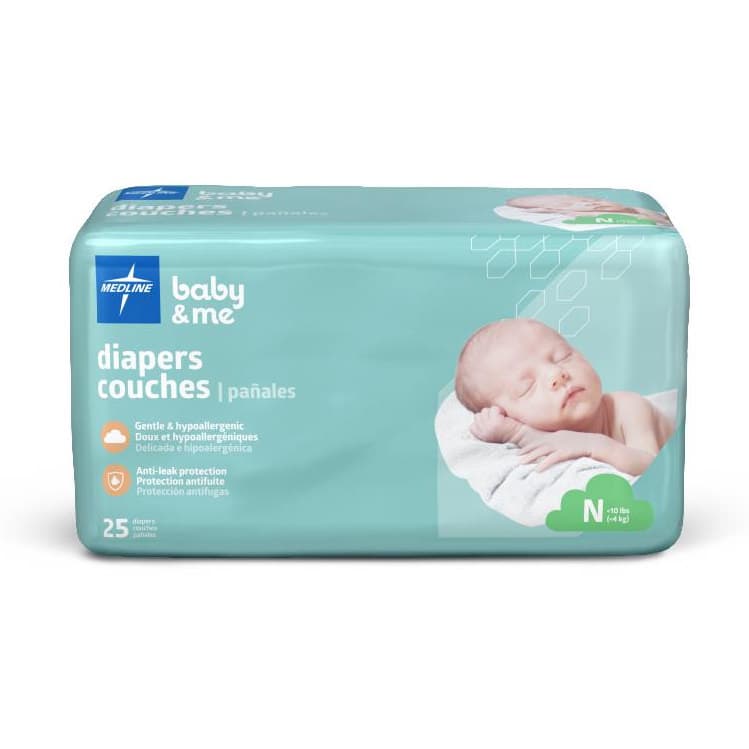 Medline Baby and Me Diaper, Newborn - Case of 200 - Image 1