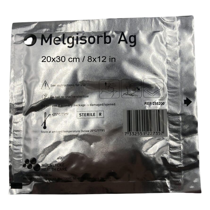 Melgisorb Ag Calcium Alginate Dressing with Silver, 8 x 12 Inch - Each - Image 1
