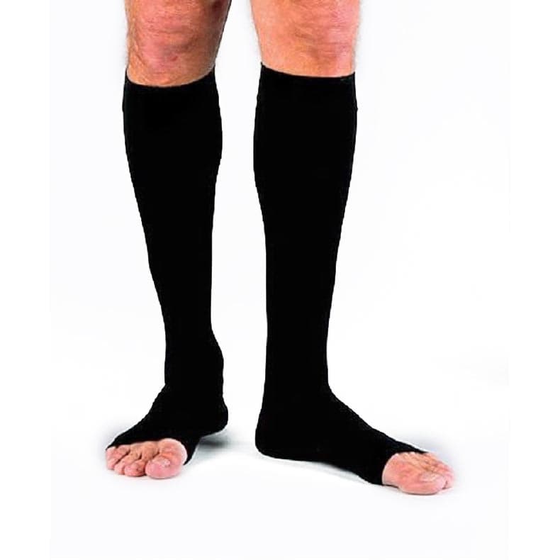 Jobst Men Compression Stocking, Open Toe, 20-30 mmHg, Large-Full Calf, Black - Pair - Image 1