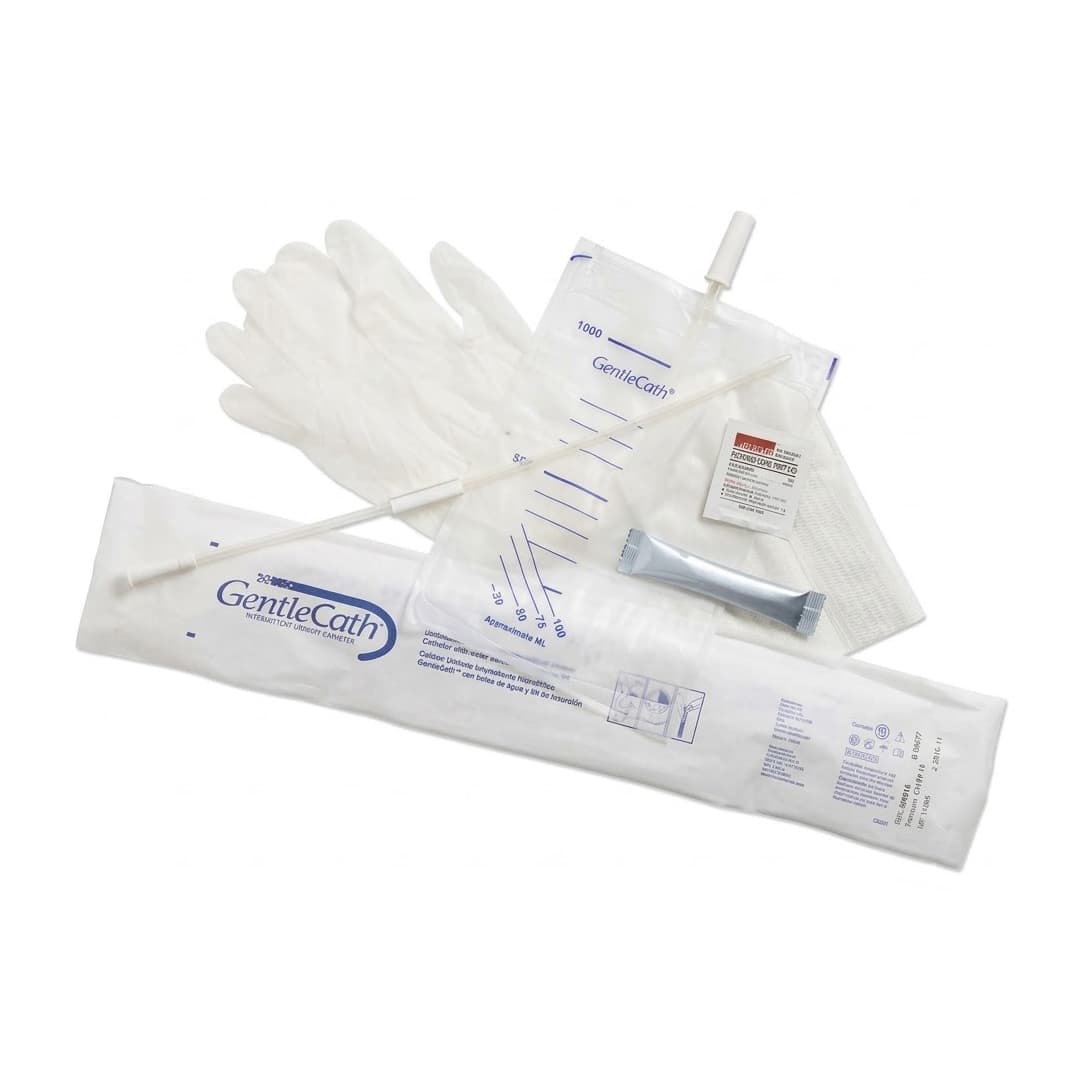 ConvaTec GentleCath Hydrophilic Urinary Catheter with Water Sachet and Insertion Kit, Coude-Tiemann, 12CH, 15.7" - Each - Image 1