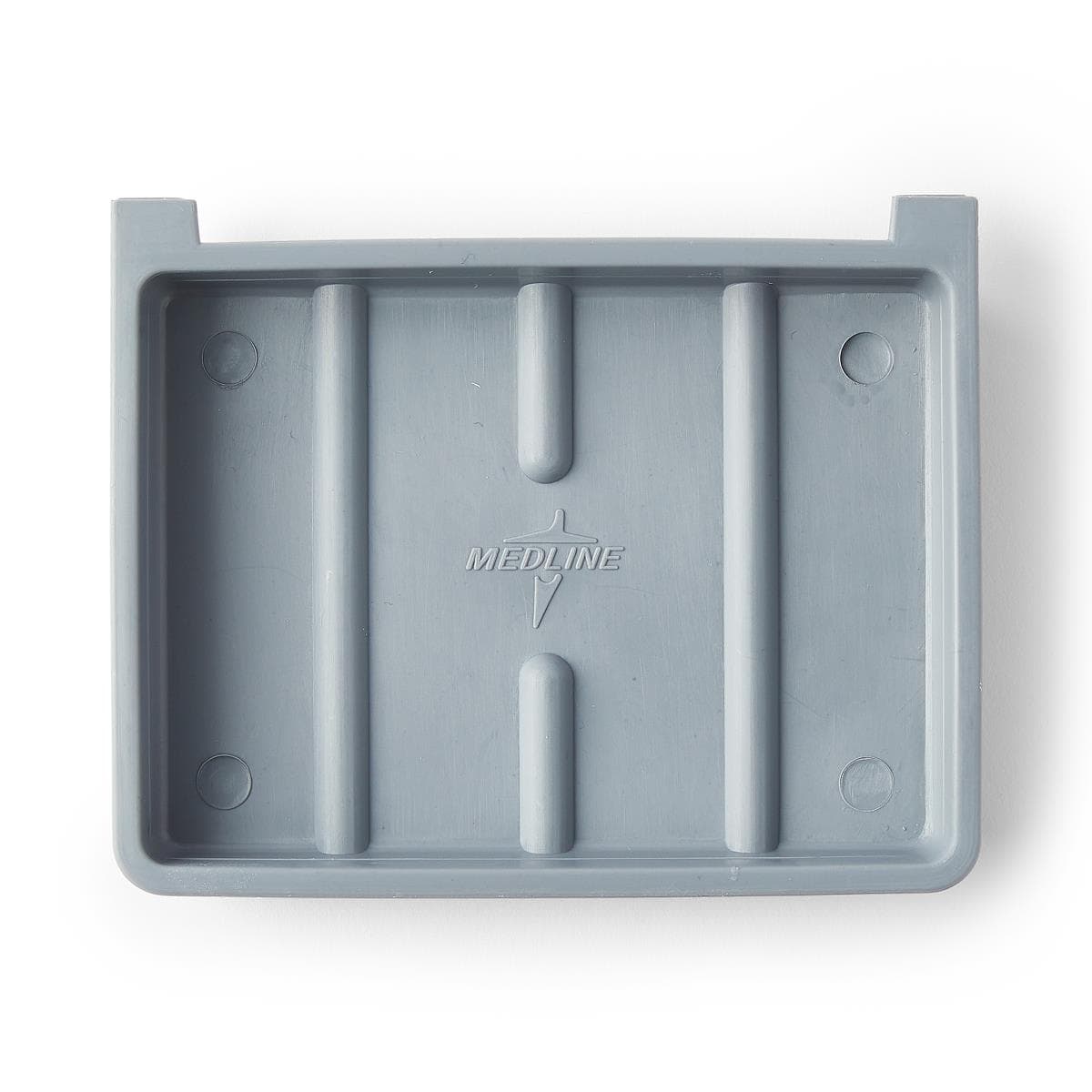 Medline Plastic Soap Dish with Ridges, Graphite, 3.75 x 2.75 x 0.5 Inch - Case of 100 - Image 1