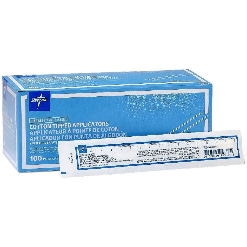 Medline Sterile Cotton-Tipped Plastic Shaft Applicator, 6 Inch - Case of 2000 - Image 1