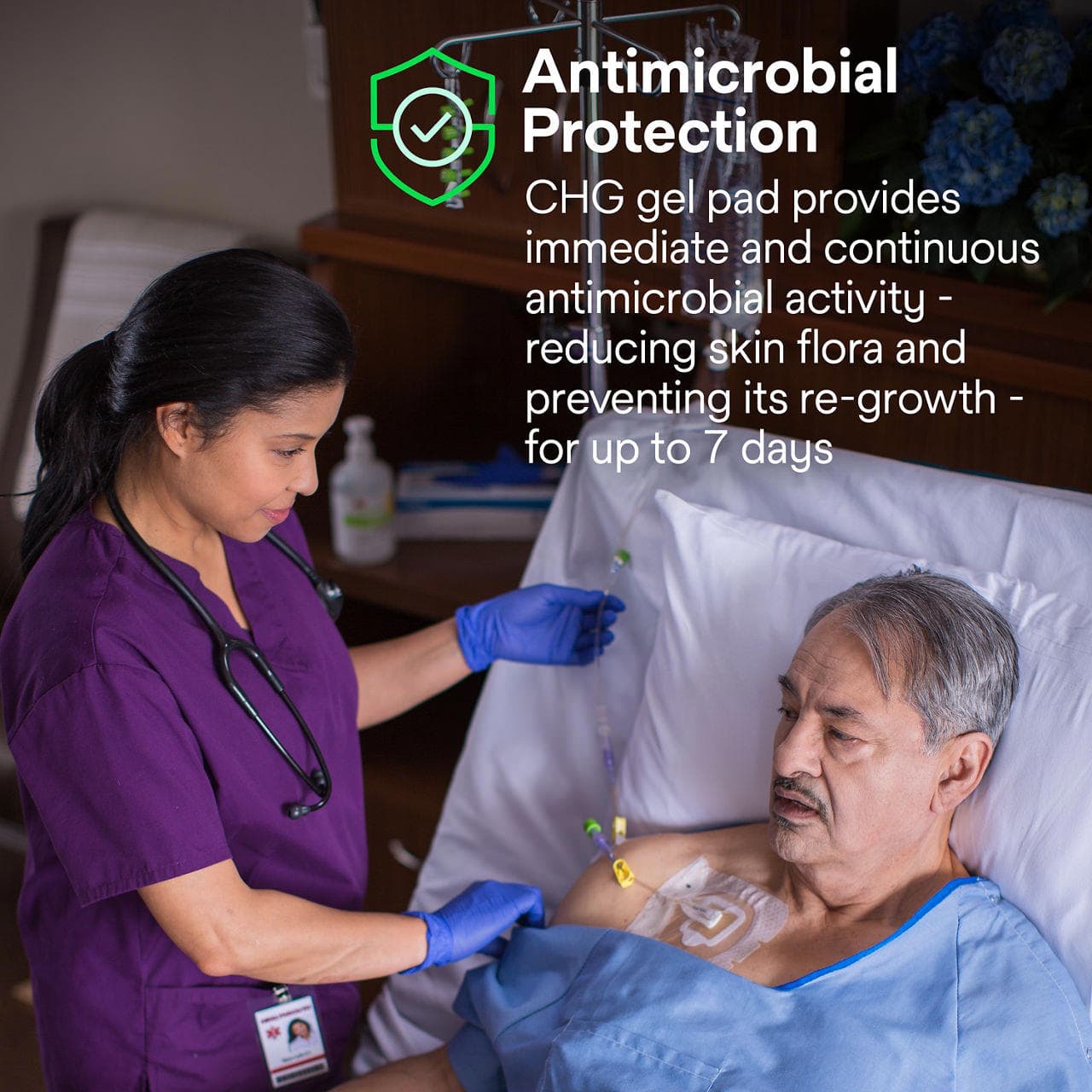 3M Tegaderm CHG Chlorhexidine Gluconate I.V. Port Dressing - Image 4