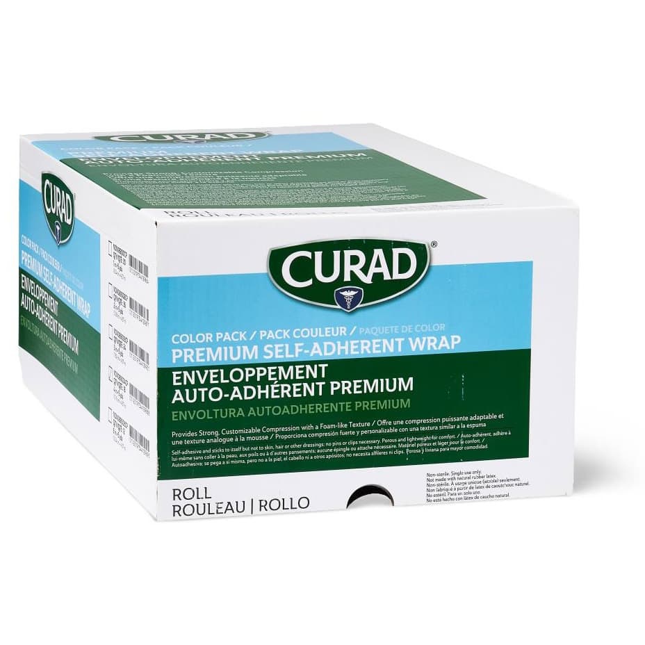 MedlineCURAD CP Premium Self Adherent Wrap, Multiple Colors, 1 Inch x 5 Yard - Case of 18 - Image 1