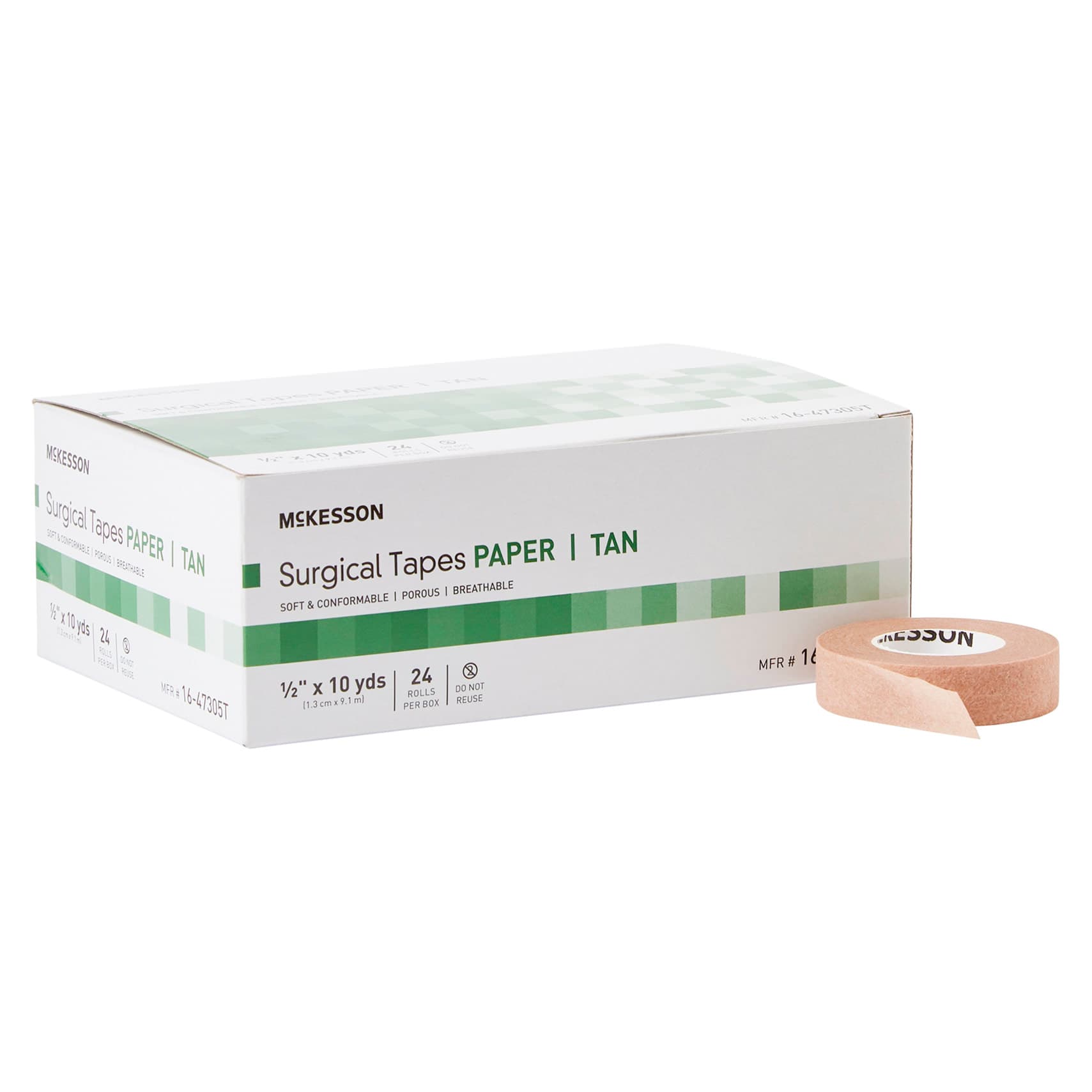 McKesson Air Permeable Paper Tape, Tan, 0.5 Inch x 10 Yard - Box of 24 - Image 1