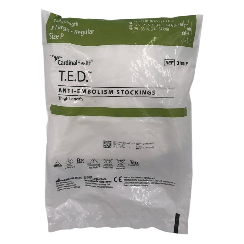 T.E.D Thigh-High Anti-Embolism Stockings for acute care, White, Extra Large-Regular - Package of 6 - Image 1