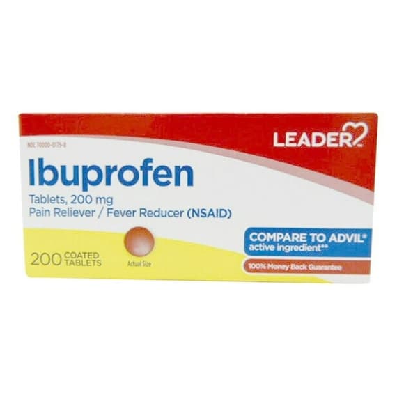 Leader Pain Reliever And Fever Reducer, 200 mg Coated Caplets, (Compare To Advil) - Pack of 200