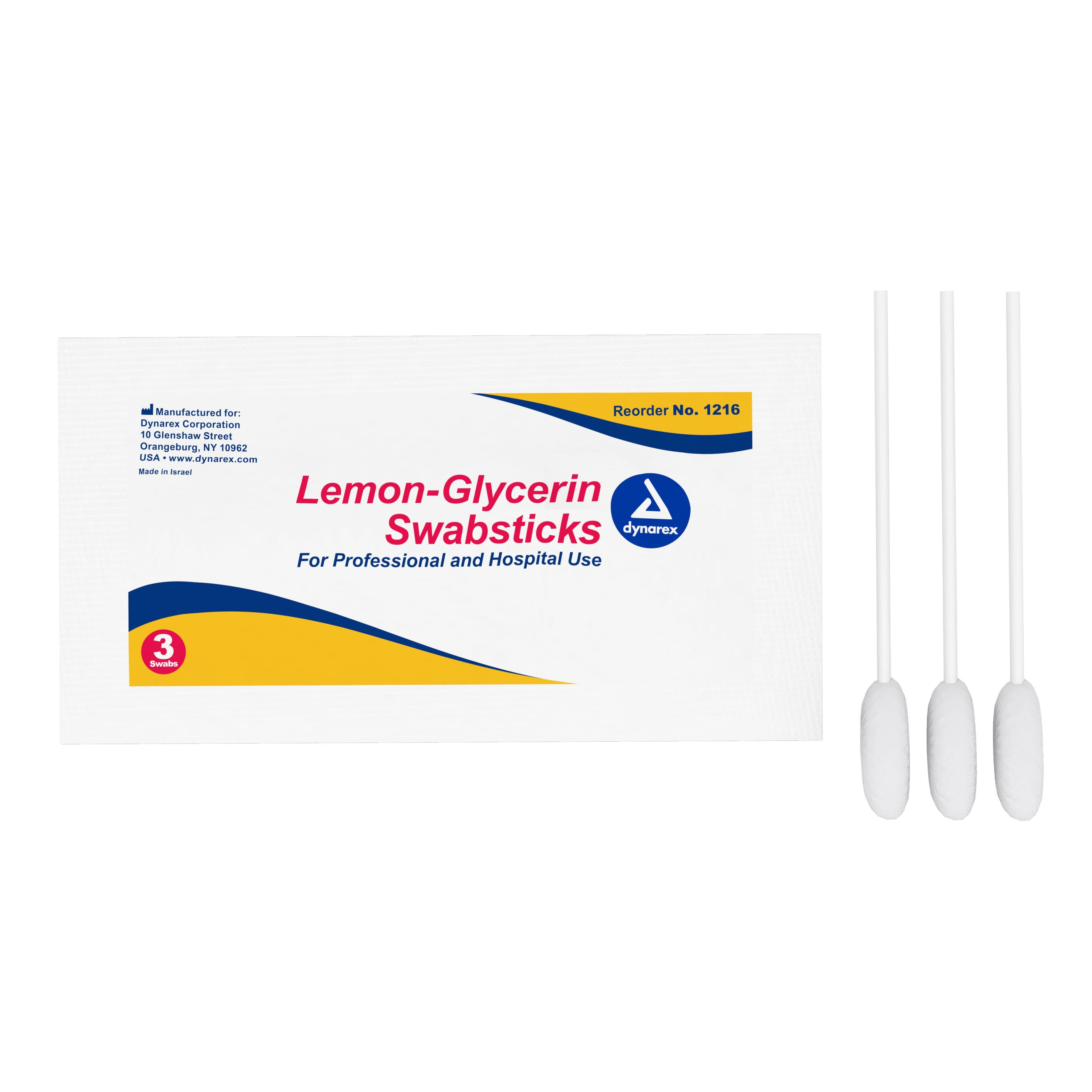 Dynarex Oral Swabsticks, Lemon-Glycerin - Package of 3 - Image 1