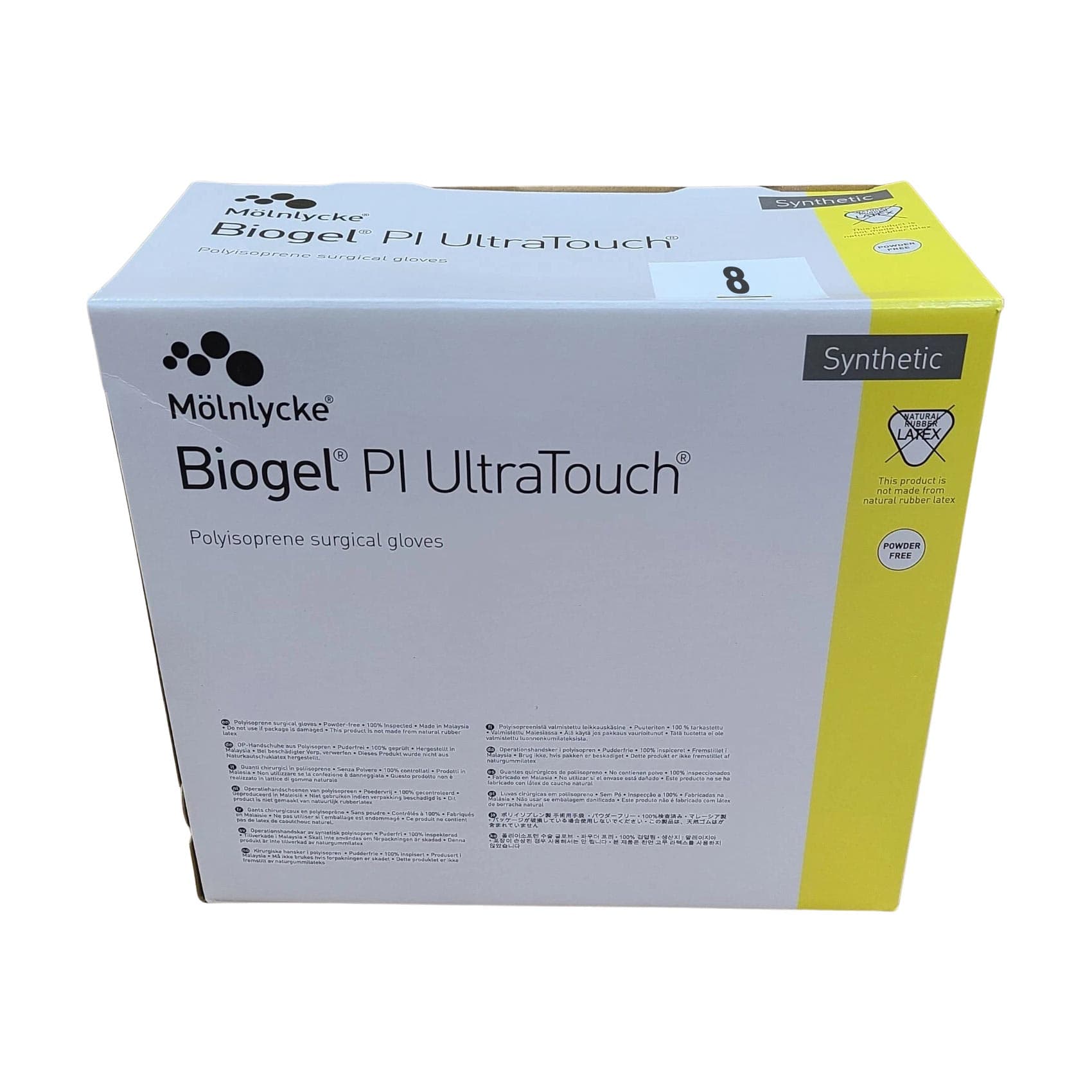 Biogel PI UltraTouch Surgical Glove Opaque Beige Neutral Beaded Cuff Standard, Size 8 - Case of 200 - Image 1