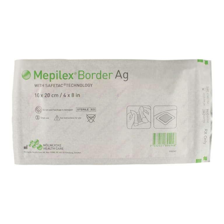 Mepilex Border Ag Antimicrobial Foam Dressing, 4 x 8 Inch - Each - Image 1