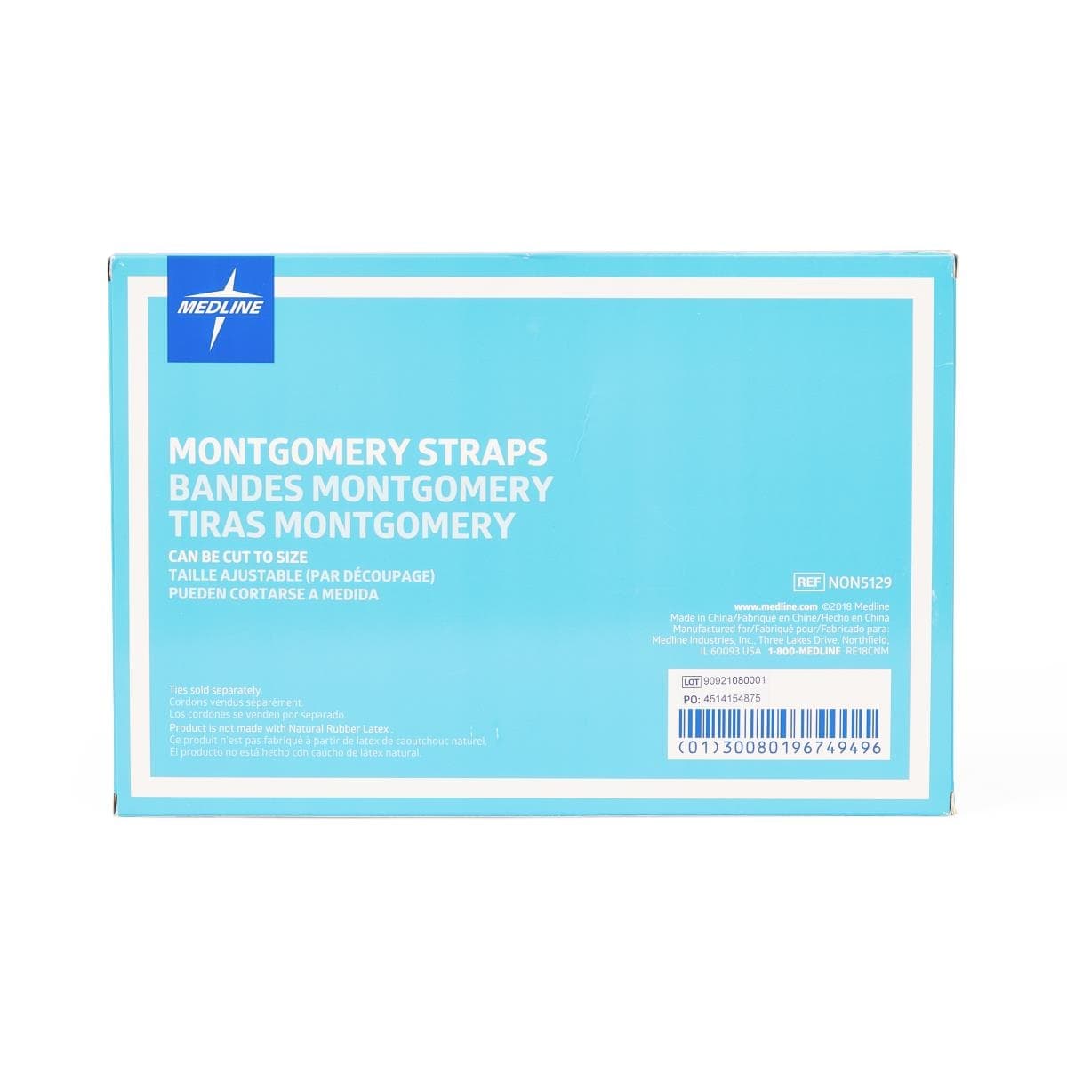 Medline Industries Medfix Montgomery Straps 11-1/8" L x 7-1/4" W, White, Latex-free - Case of 144 - Image 1