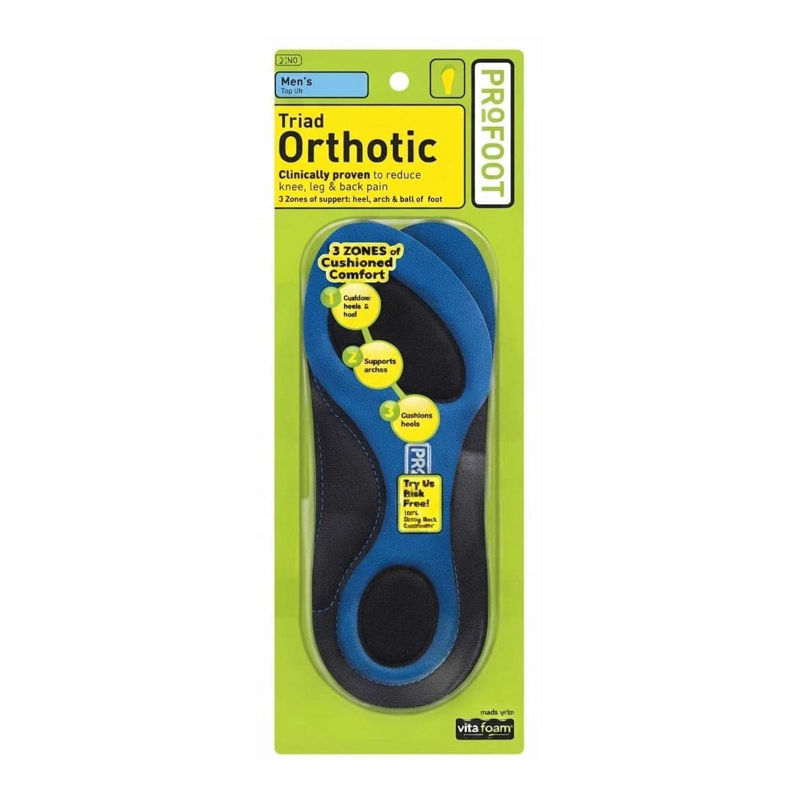 Profoot Triad Orthotic Insole for Men, Universal - Package of 2 - Image 1