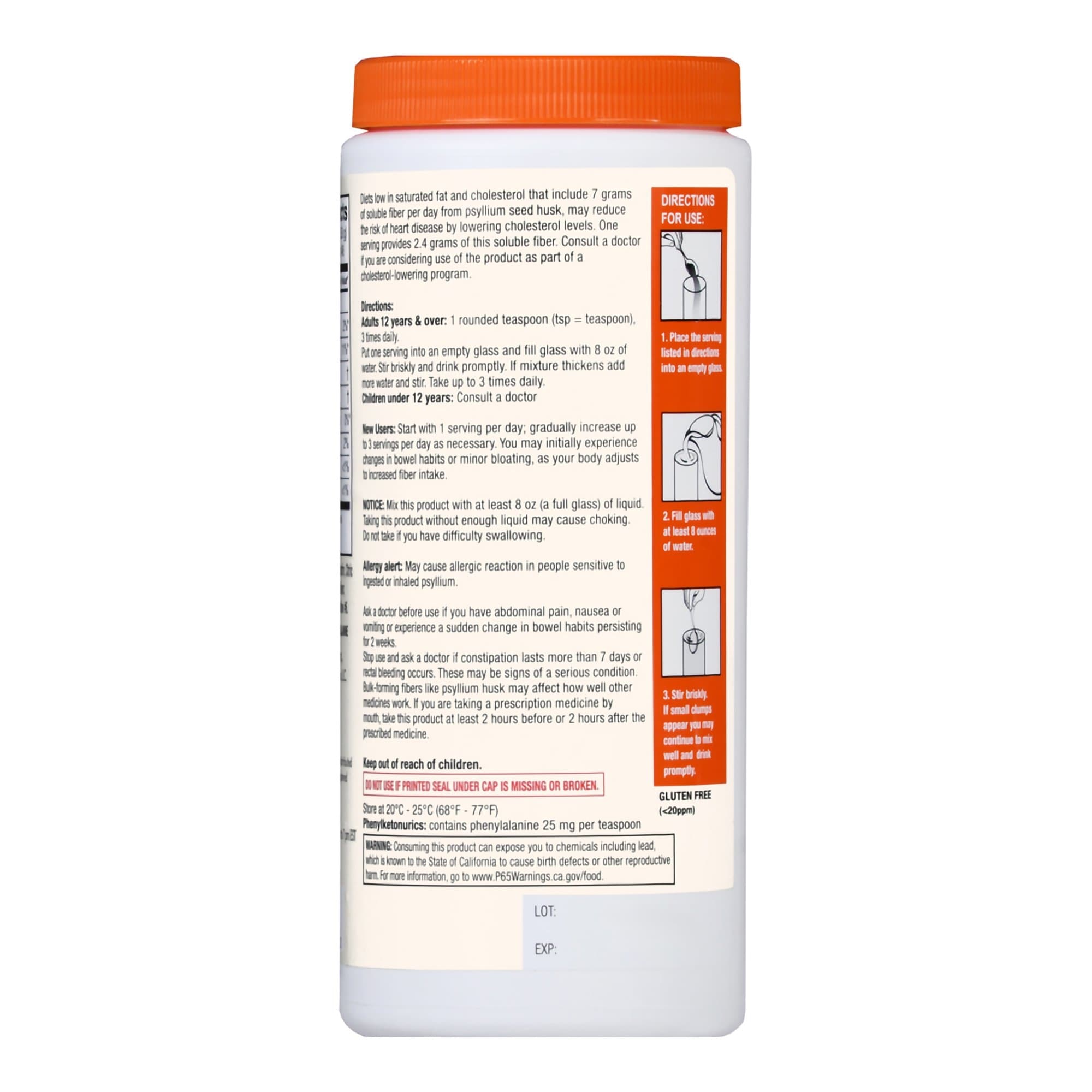 Foster & Thrive Psyllium Husk Fiber Supplement, Powder, Orange Flavor, 10 oz - Each - Image 3